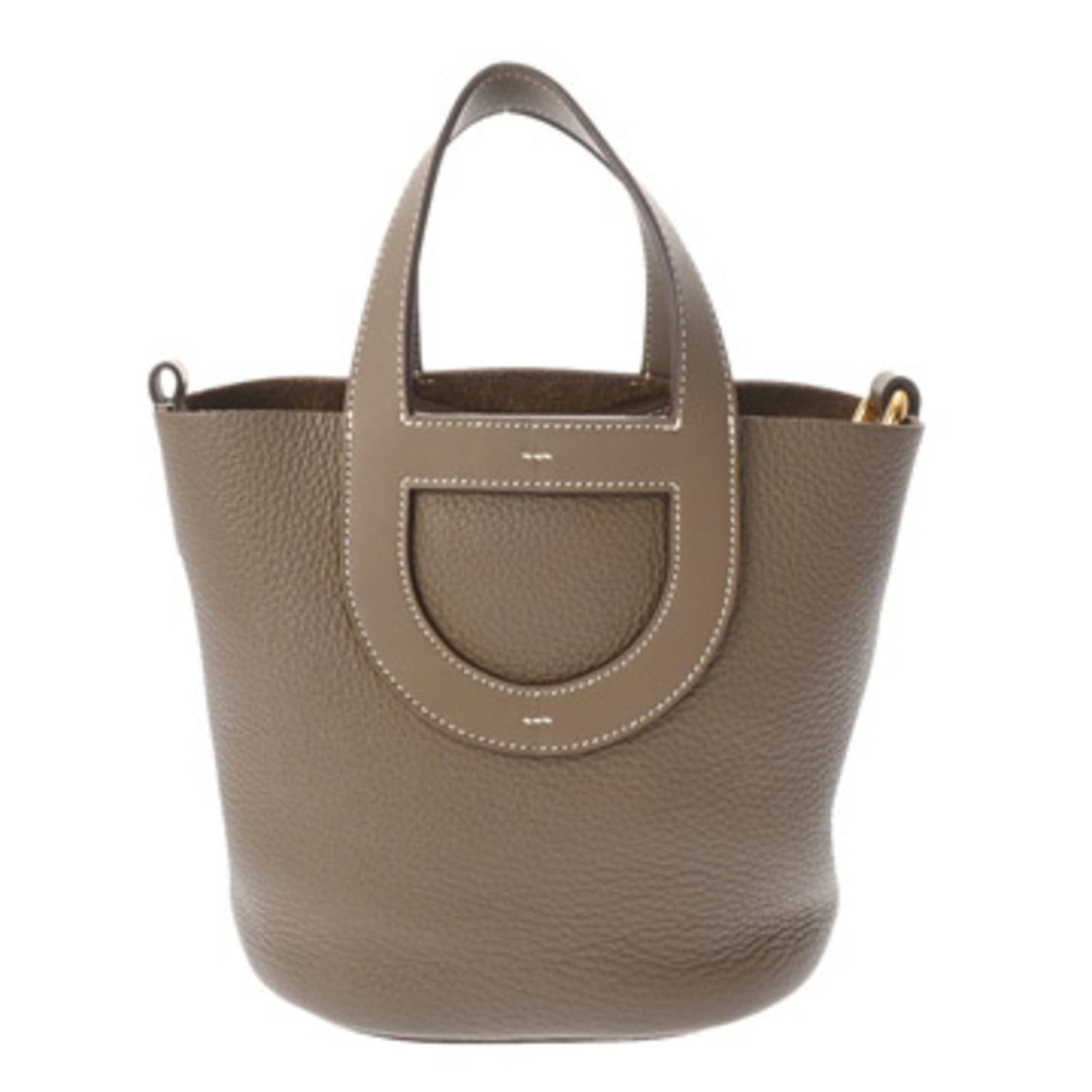 Hermes Handbag Taurillon Clemence Leather Swift Leather: Hermes Handbag Taurillon Clemence Leather Swift Leather The Hermes Taurillon Clemence Leather Swift Leather handbag boasts its classic design with elegant Etoupe Gray color and gold hardware. Made