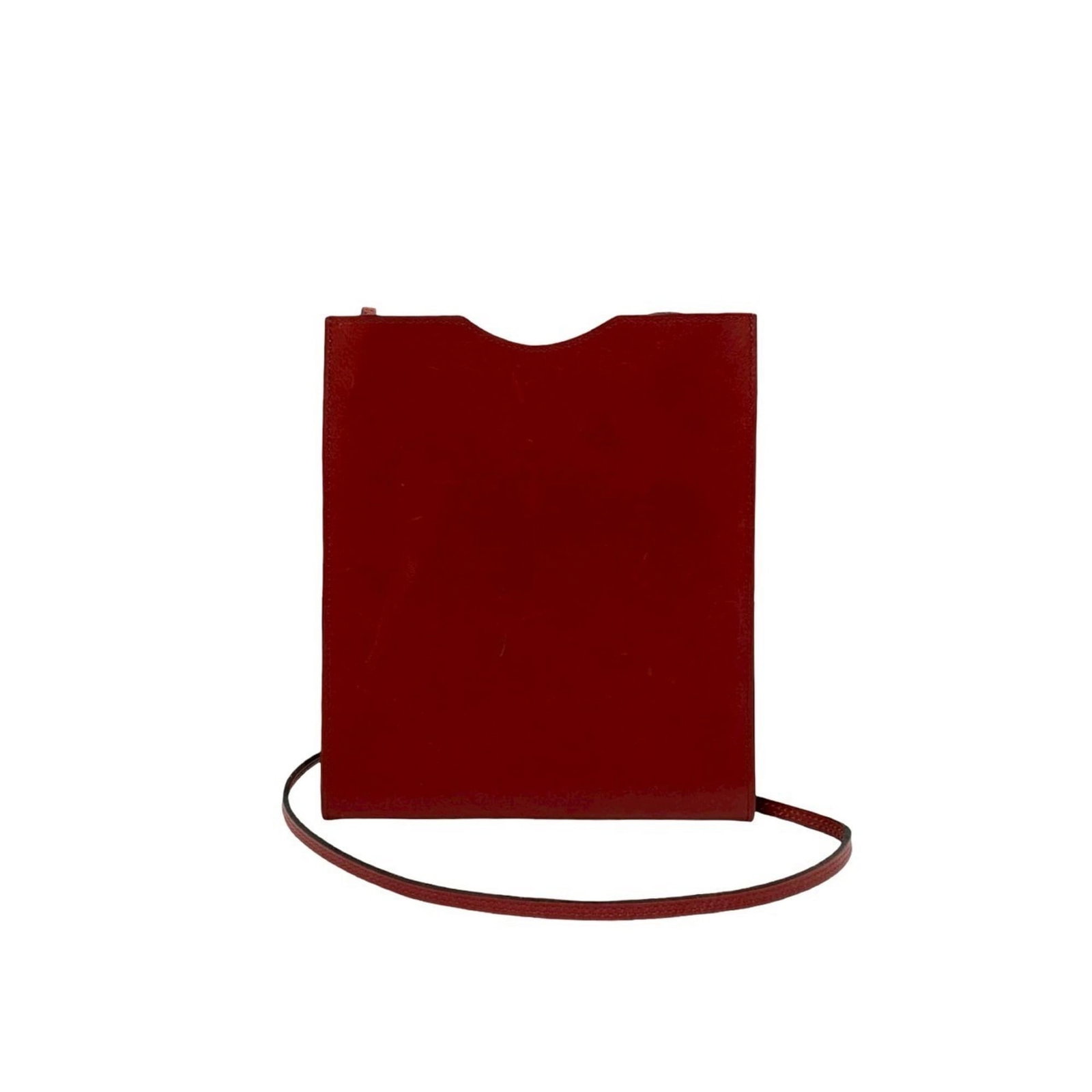 Hermes Pochette Shoulder Bag Box Calf Leather: Hermes Pochette Shoulder Bag Box Calf Leather Red Box Calf Leather Pochette Shoulder Bag from Hermes, with traces of usage and minor scratches. This used item retains its distinctive box calf leather 