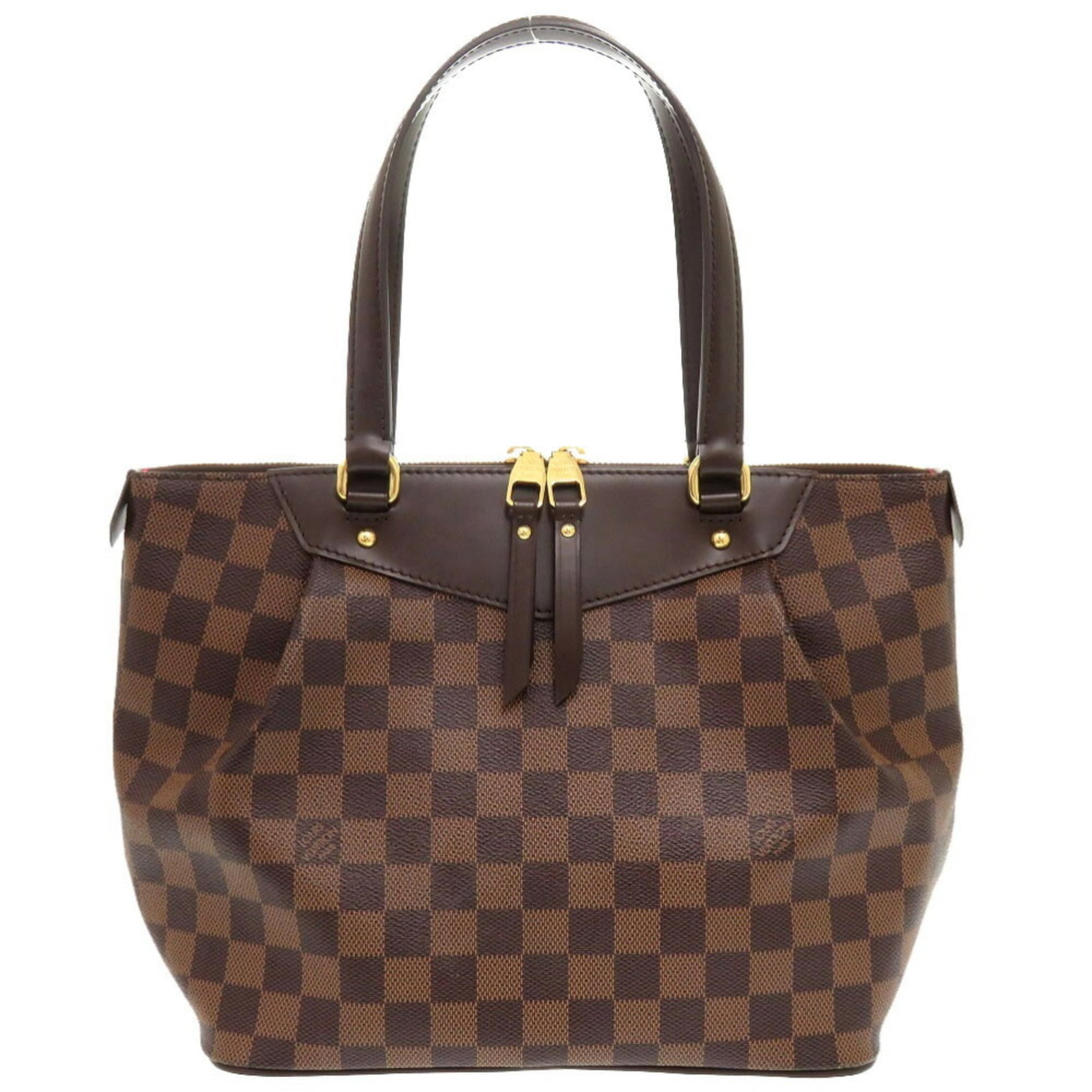 Louis Vuitton Handbag Damier Canvas: Louis Vuitton Handbag Damier Canvas This Louis Vuitton Damier Canvas handbag boasts its iconic brown and gold design, perfectly preserved in very good condition despite some minor scratches and dirt. 