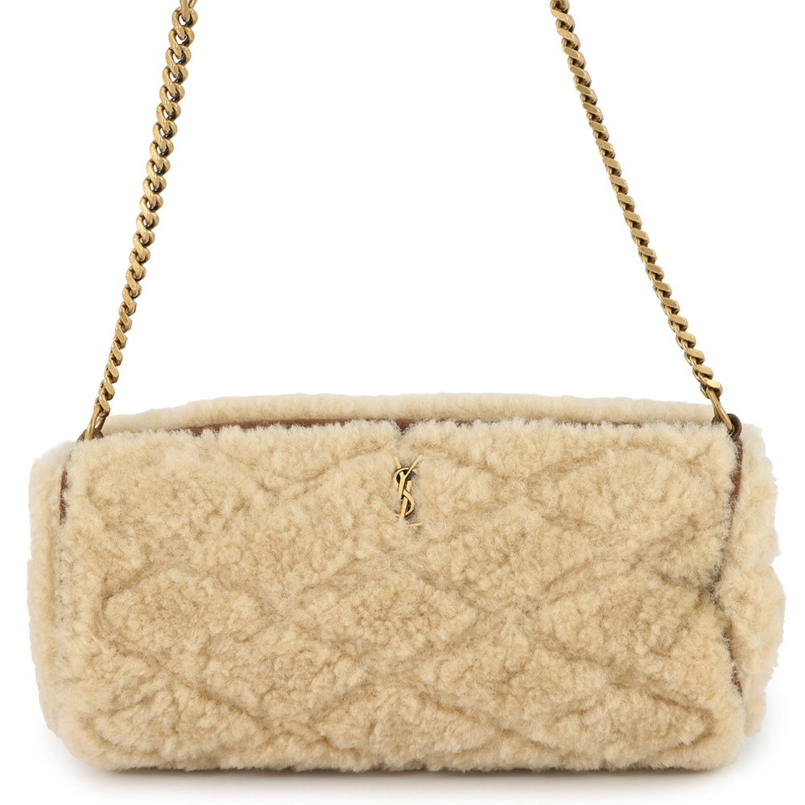 Yves Saint Laurent Shoulder Bag Leather: Yves Saint Laurent Shoulder Bag Leather The Yves Saint Laurent Shoulder Bag Leather boasts a timeless design with its classic Mouton pattern and elegant beige color. Made from high-quality leather,