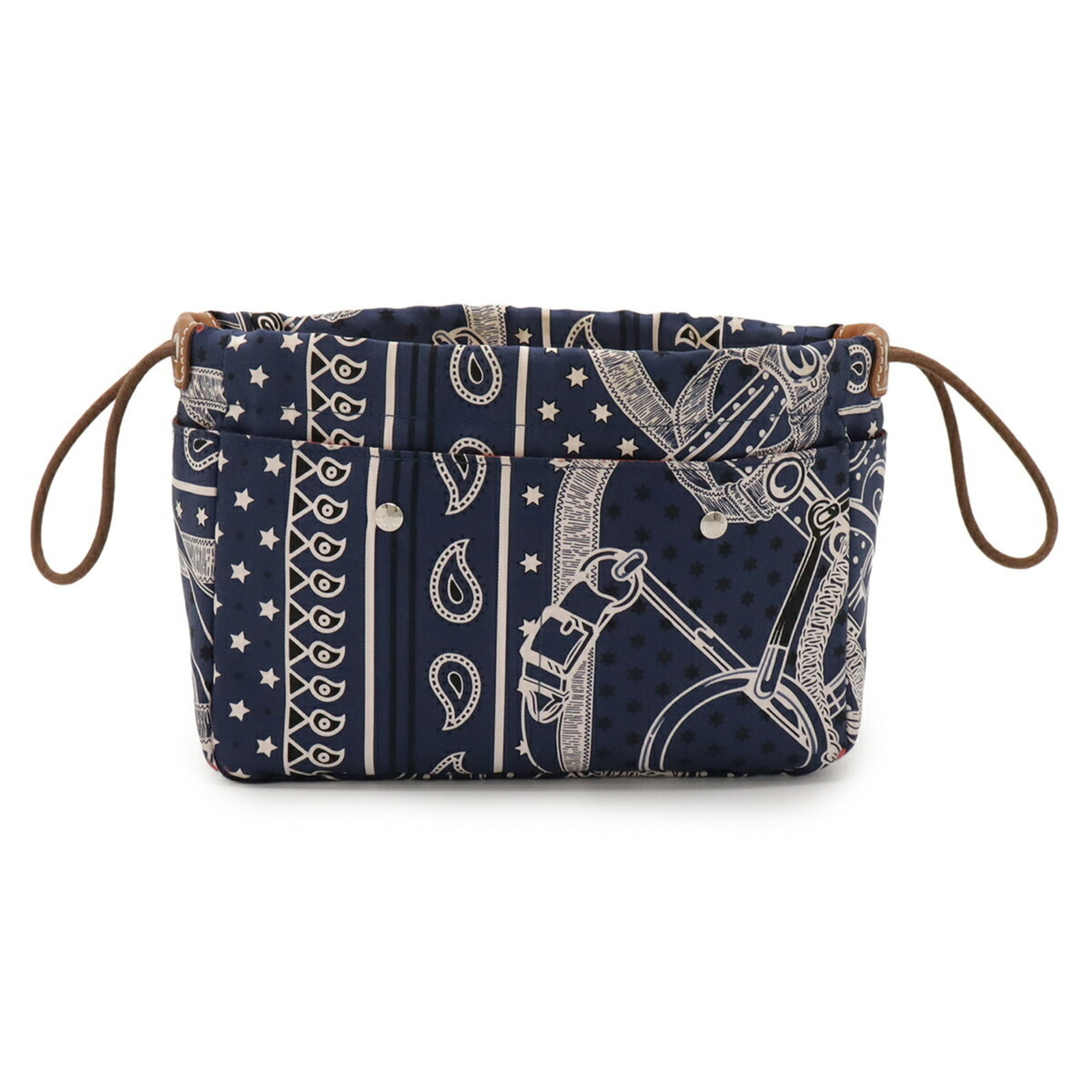 Hermes Pouch Silk Barenia Leather: Hermes Pouch Silk Barenia Leather Blue Nuit, Fauve Hermes Pouch in excellent condition. This beautiful silk and Barenia leather pouch features a striking blue color and boasts a classic design. With i