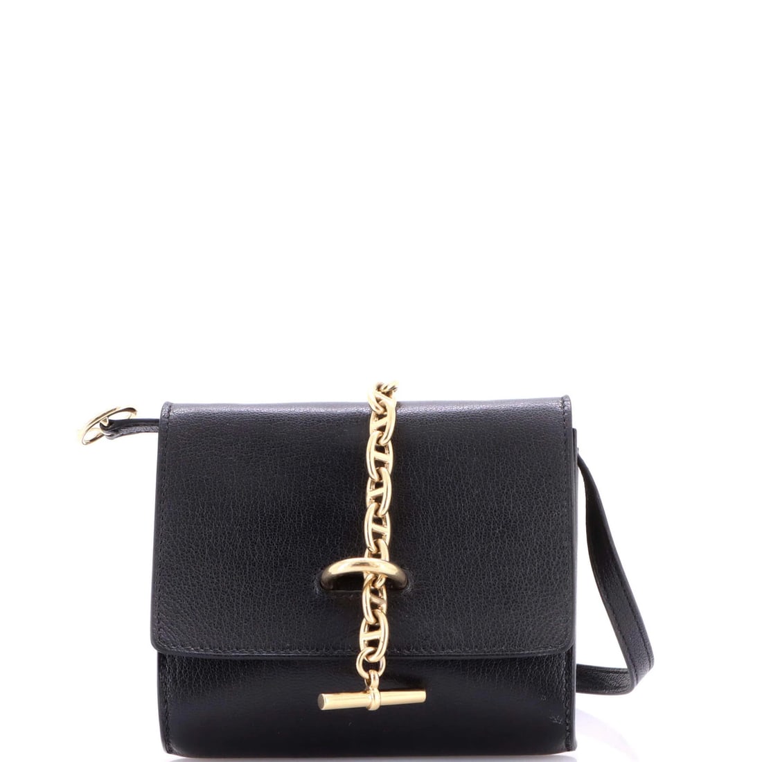 Compact Wallet Hermes on Anche Mysore Chevre Strap: Compact Wallet Hermes on Anche Mysore Chevre Strap The Compact Wallet on Strap Chevre Mysore from Hermes features a sleek black leather exterior with gold hardware. This stylish accessory boasts a