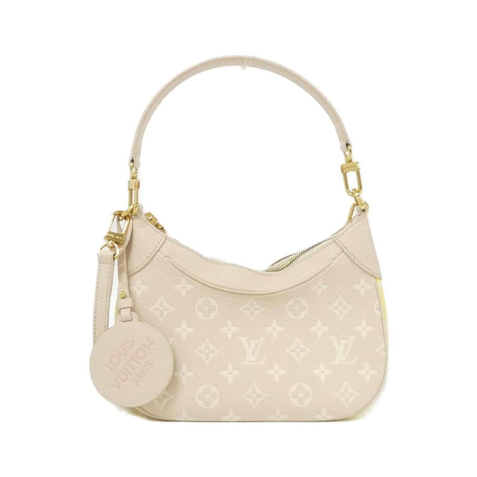Louis Vuitton Shoulder Bag Leather: Louis Vuitton Shoulder Bag Leather Beige Louis Vuitton shoulder bag made from high-quality calfskin leather. The bag features a classic design with a few traces of usage, some scratches and dirt
