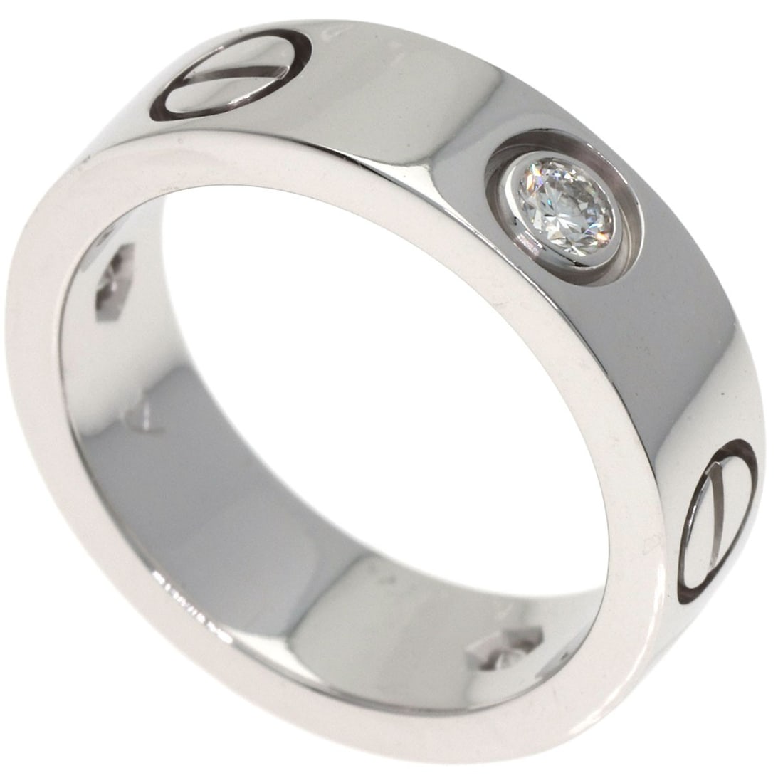 Love ring diamond gold cartier k18 white: Love ring diamond gold cartier k18 white K18 White Gold Diamond Ring from Cartier Features a Main Stone and Available in Size 4.25(US). The Ring's Exterior is Silver Metal with K18 Purity, and it is