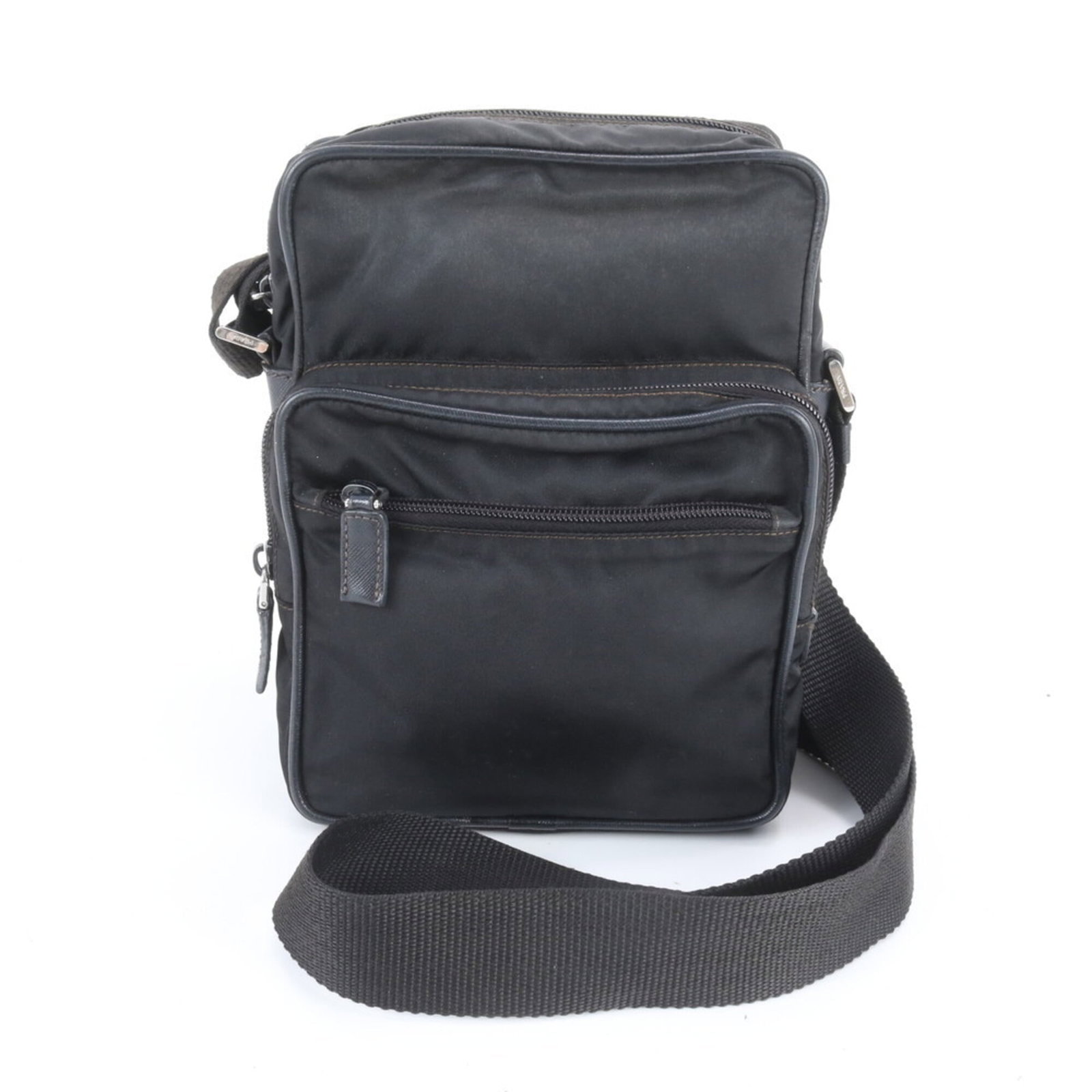 Prada Shoulder Bag Nylon Leather: Prada Shoulder Bag Nylon Leather The Prada Shoulder Bag Nylon Leather is a versatile and stylish accessory. Made from high-quality nylon and leather, this black shoulder bag features a sleek design wi