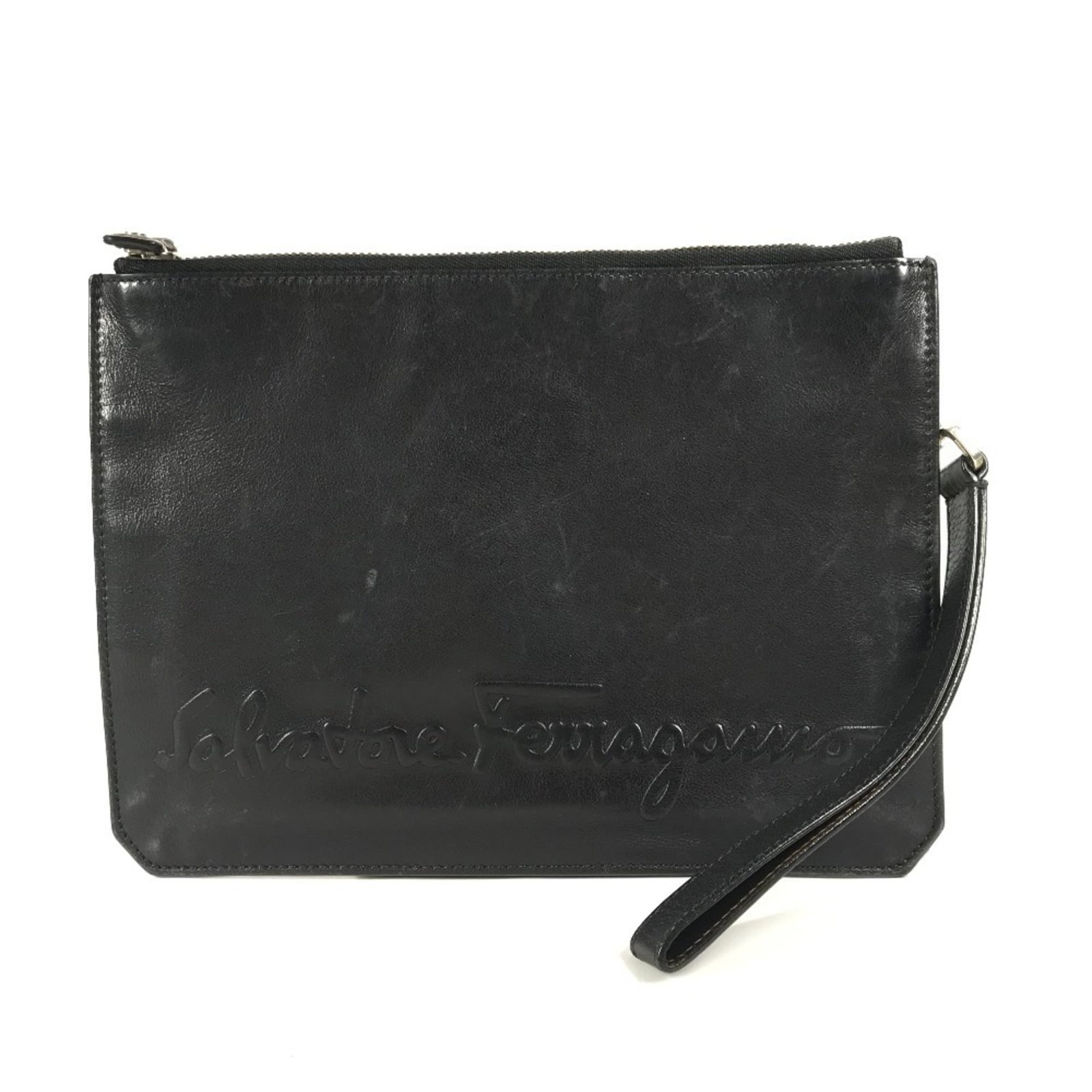 Salvatore Ferragamo Clutch Bag Pouch Leather: Salvatore Ferragamo Clutch Bag Pouch Leather Salvatore Ferragamo Clutch Bag Pouch Leather - A timeless and sophisticated accessory for any occasion. This black leather clutch bag features a classic