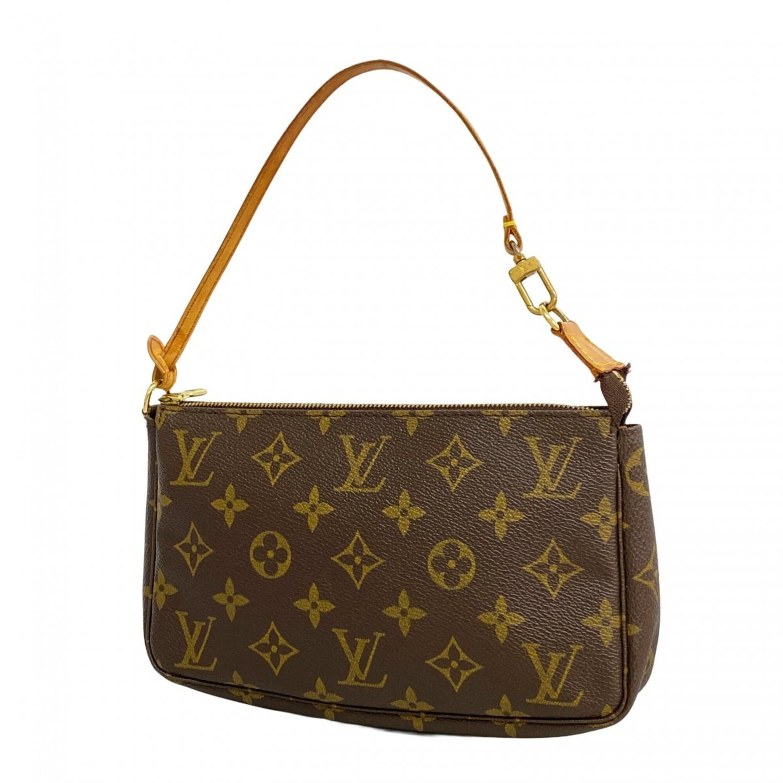Louis Vuitton Pouch: Louis Vuitton Pouch Brown Louis Vuitton Pouch with Traces of Usage. This used pouch features scratches and dirt, showcasing signs of previous use. Measuring 13cm x 21cm x 3.5cm, it presents a worn