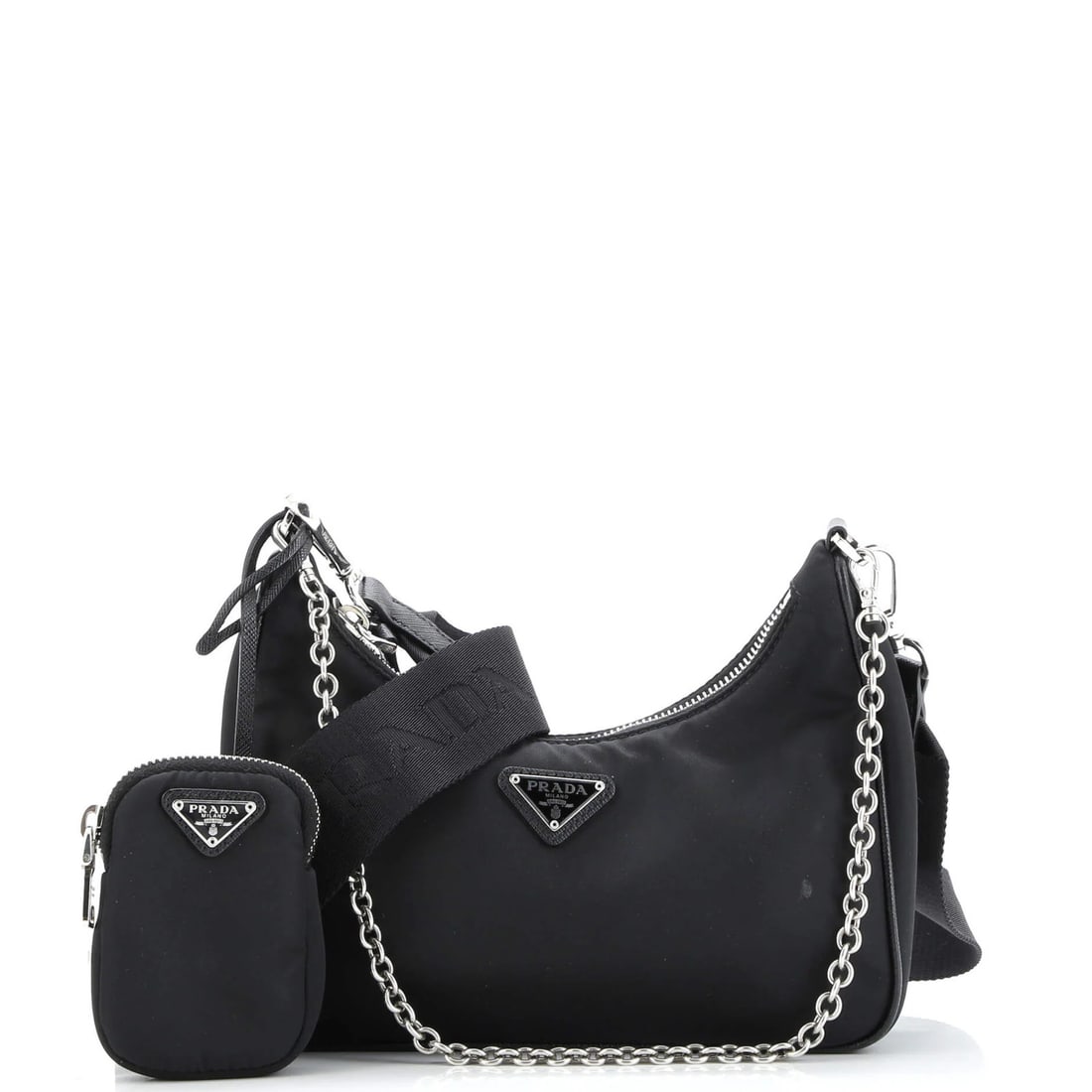 Tessuto small shoulder bag re-edition 2005 prada: Tessuto small shoulder bag re-edition 2005 prada The Tessuto small shoulder bag re-edition 2005 Prada features a sleek black nylon exterior with a cross body design. This iconic style boasts an extra 