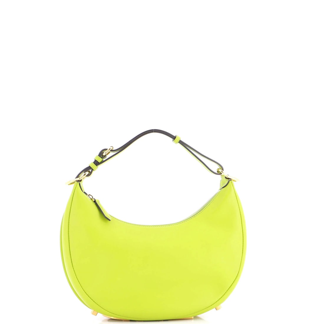 Fendi Fendigraphy Bag Leather Small: Fendi Fendigraphy Bag Leather Small The Fendi Fendigraphy Bag Leather Small boasts a striking green exterior with minor scuffs and creases. Made from high-quality leather, this stylish bag features go