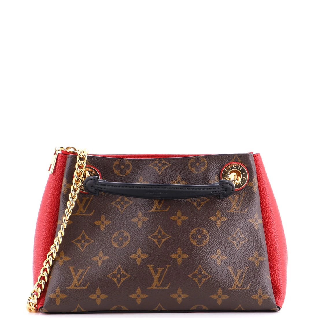 Monogram Canvas BB with Leather Vuitton Handbag Surene: Monogram Canvas BB with Leather Vuitton Handbag Surene This Louis Vuitton BB shoulder bag features a classic design with a brown leather exterior and red interior. The bag's monogram canvas exterior h