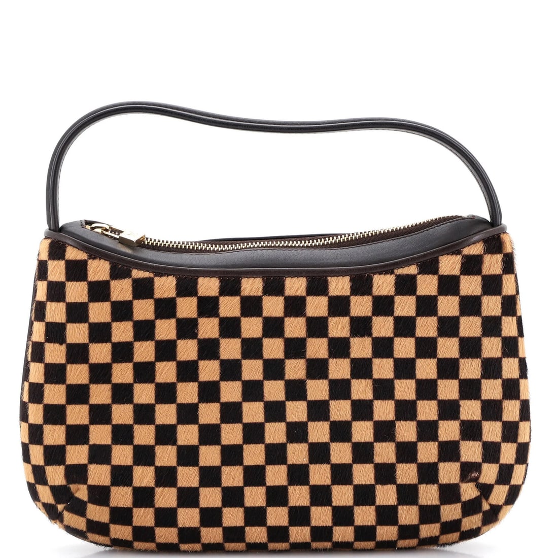 Damier Sauvage by Louis Vuitton Handbag: Damier Sauvage by Louis Vuitton Handbag The Damier Sauvage by Louis Vuitton Handbag boasts a rich brown fur exterior and distinctive red interior, set against a gold-toned hardware. With its classic s