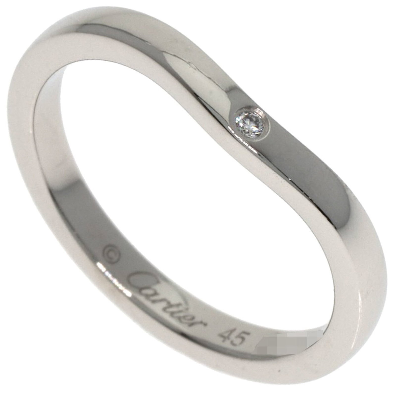 Cartier Band Ring Platinum 950: Cartier Band Ring Platinum 950 Cartier Band Ring Platinum 950 - A pre-owned, high-end band ring featuring platinum 950 material and adorned with diamonds. The ring showcases some signs of usage,