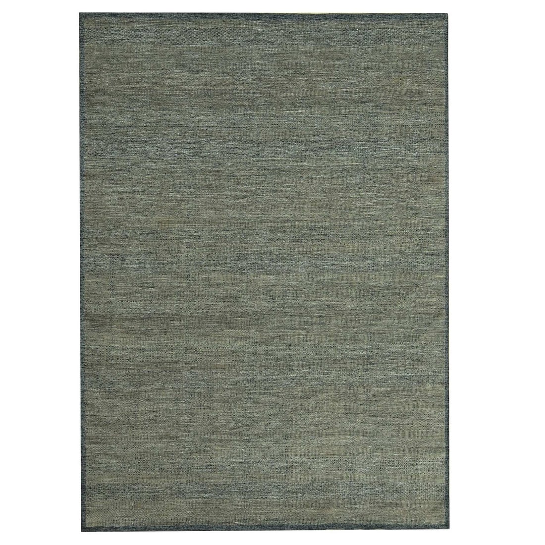 Oriental Rug Hand Knotted Brown Pure Wool Oxidized Grass Design: Oriental Rug Hand Knotted Brown Pure Wool Oxidized Grass Design The hand-knotted brown pure wool oxidized grass design rug boasts a striking modern aesthetic with its rectangular field and solid regio