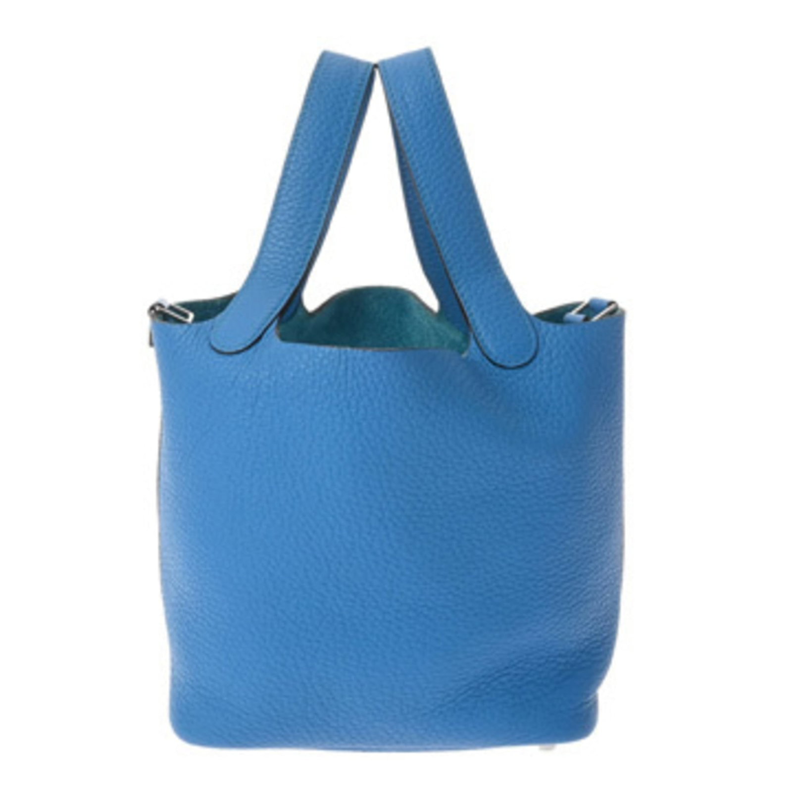 Hermes Handbag Taurillon Clemence Leather: Hermes Handbag Taurillon Clemence Leather Taurillon Clemence Leather handbag from Hermes in stunning blue hue. This pre-owned bag boasts its original Taurillon Clemence leather with some subtle signs 
