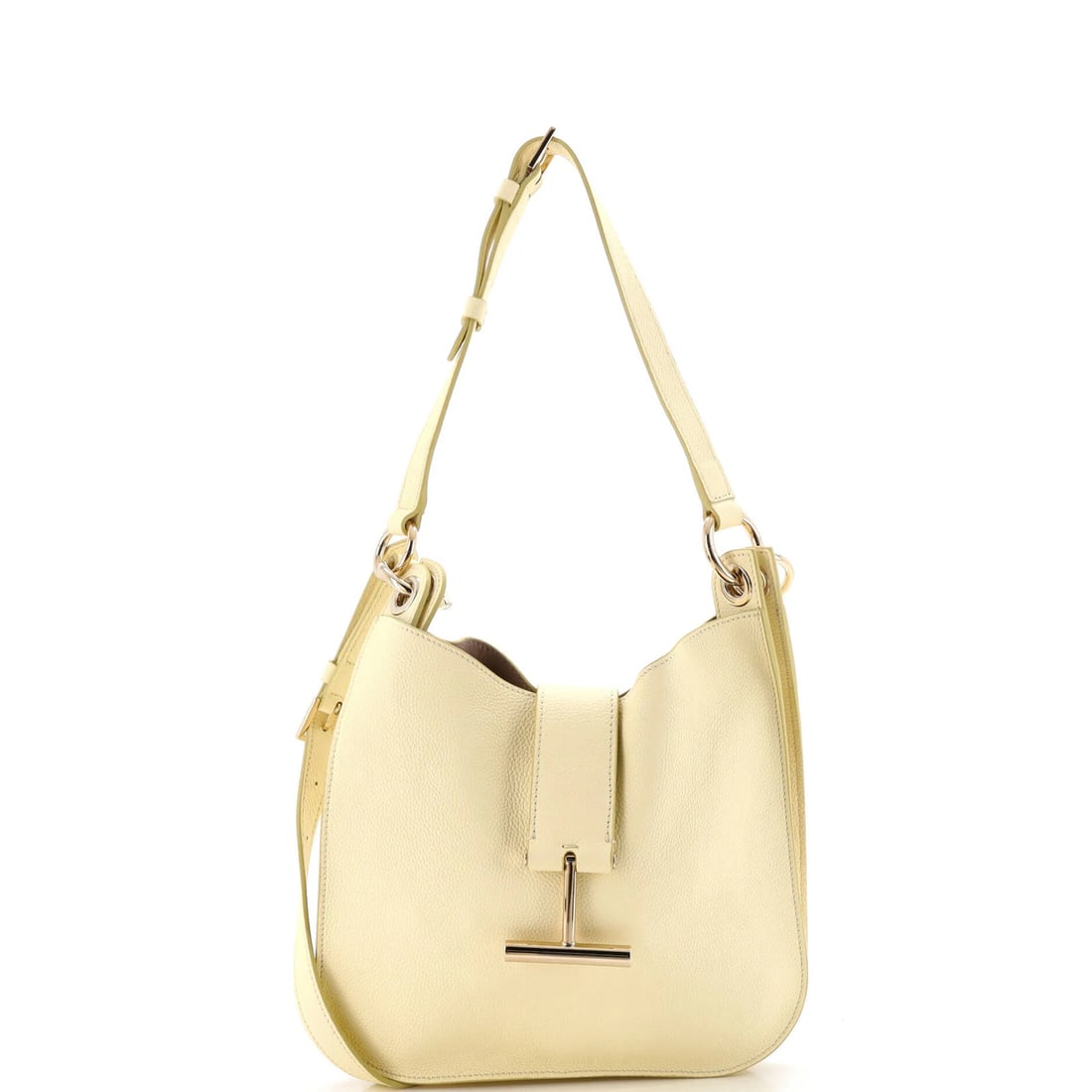 Hobo Leather Small Tom Ford Tara: Hobo Leather Small Tom Ford Tara Yellow Hobo Leather Small Tom Ford Tara measures 9.5" tall, 10" wide, and 0.5" deep. This small hobo leather bag features exterior minor scuffs and creases, interior