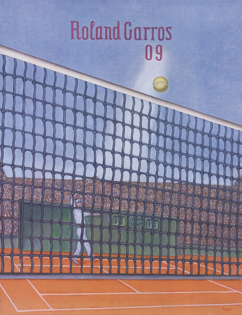 Pop Art Poster Klapheck Konrad Roland 31.75" x 24.25: Pop Art Poster Klapheck Konrad Roland 31.75" x 24.25 Konrad Klapheck's vibrant Pop Art poster captures the energy of Roland Garros French Open in 2009. Printed on high-quality offset lithograph