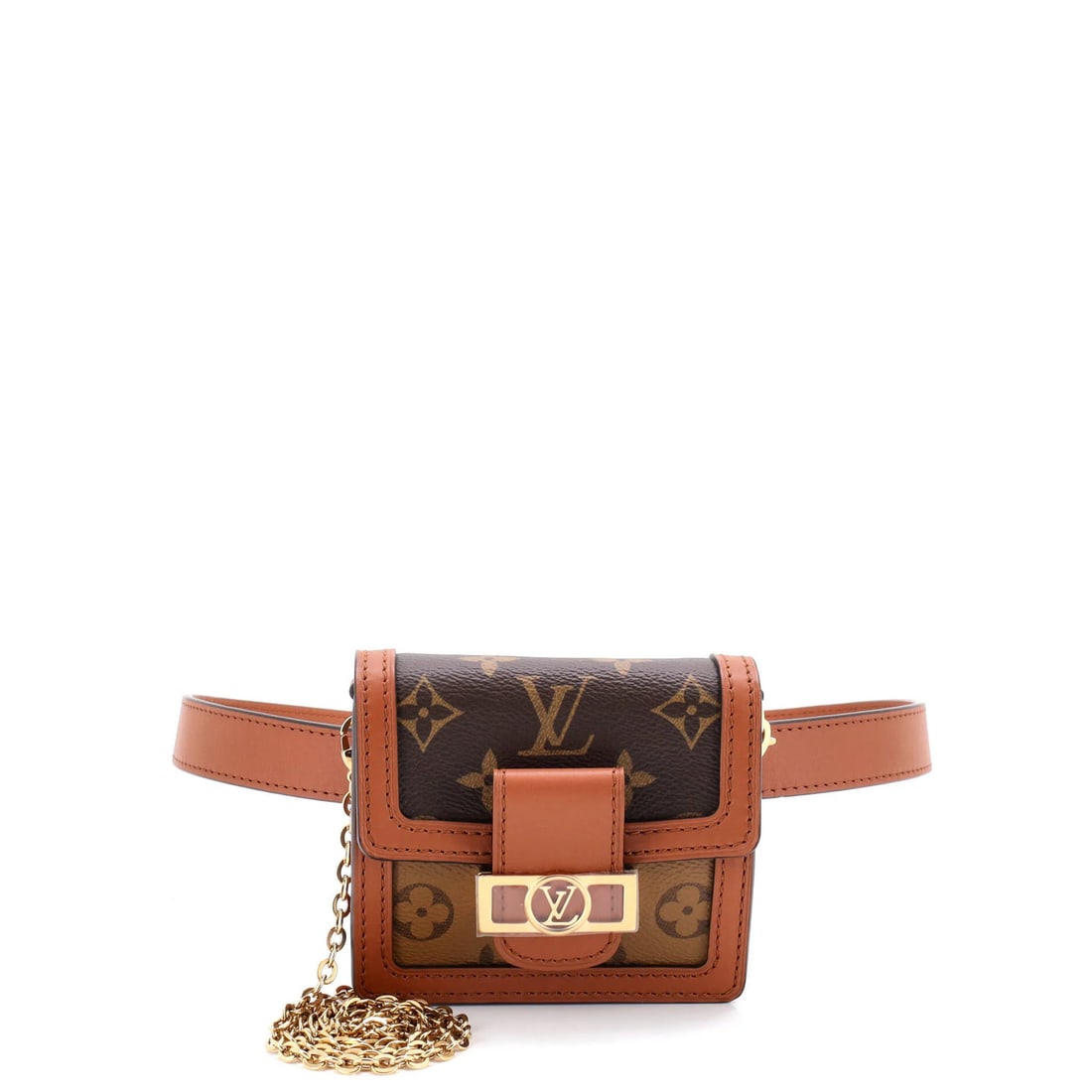 Bumbag canvas reverse monogram Louis Vuitton Dauphine: Bumbag canvas reverse monogram Louis Vuitton Dauphine The Louis Vuitton Dauphine Bumbag Canvas Reverse Monogram features a classic brown canvas exterior with a subtle reverse monogram pattern. This