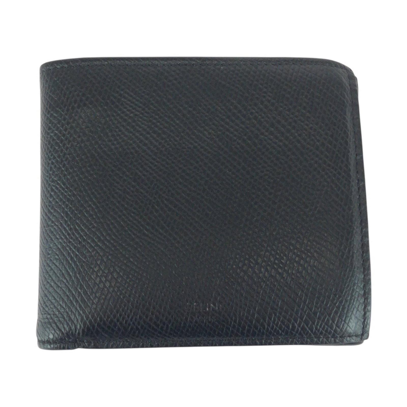 Celine Coin Purse/Coin Case Leather: Celine Coin Purse/Coin Case Leather This Celine leather coin purse features a sleek black design with clean lines and a compact size. Made from high-quality leather, it has a subtle wear and tear, giv