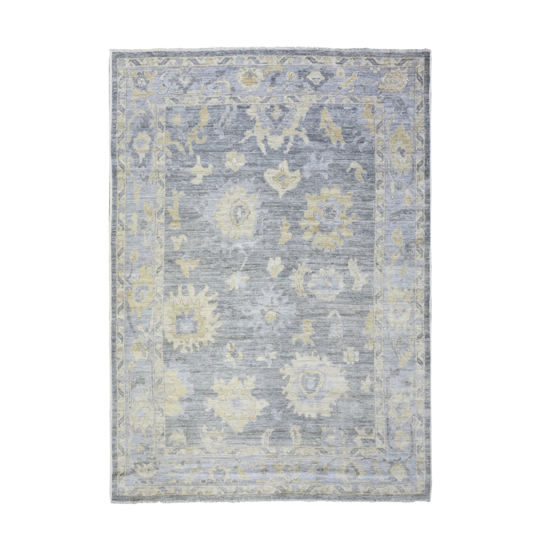 Afghan Hand Knotted Black Oushak Wool Coral Rug 69" Long 82" Wide: Afghan Hand Knotted Black Oushak Wool Coral Rug 69" Long 82" Wide Grey Afghan hand-knotted wool coral rug with an oriental regional design, measuring 69" long and 82" wide. Made from high-quality