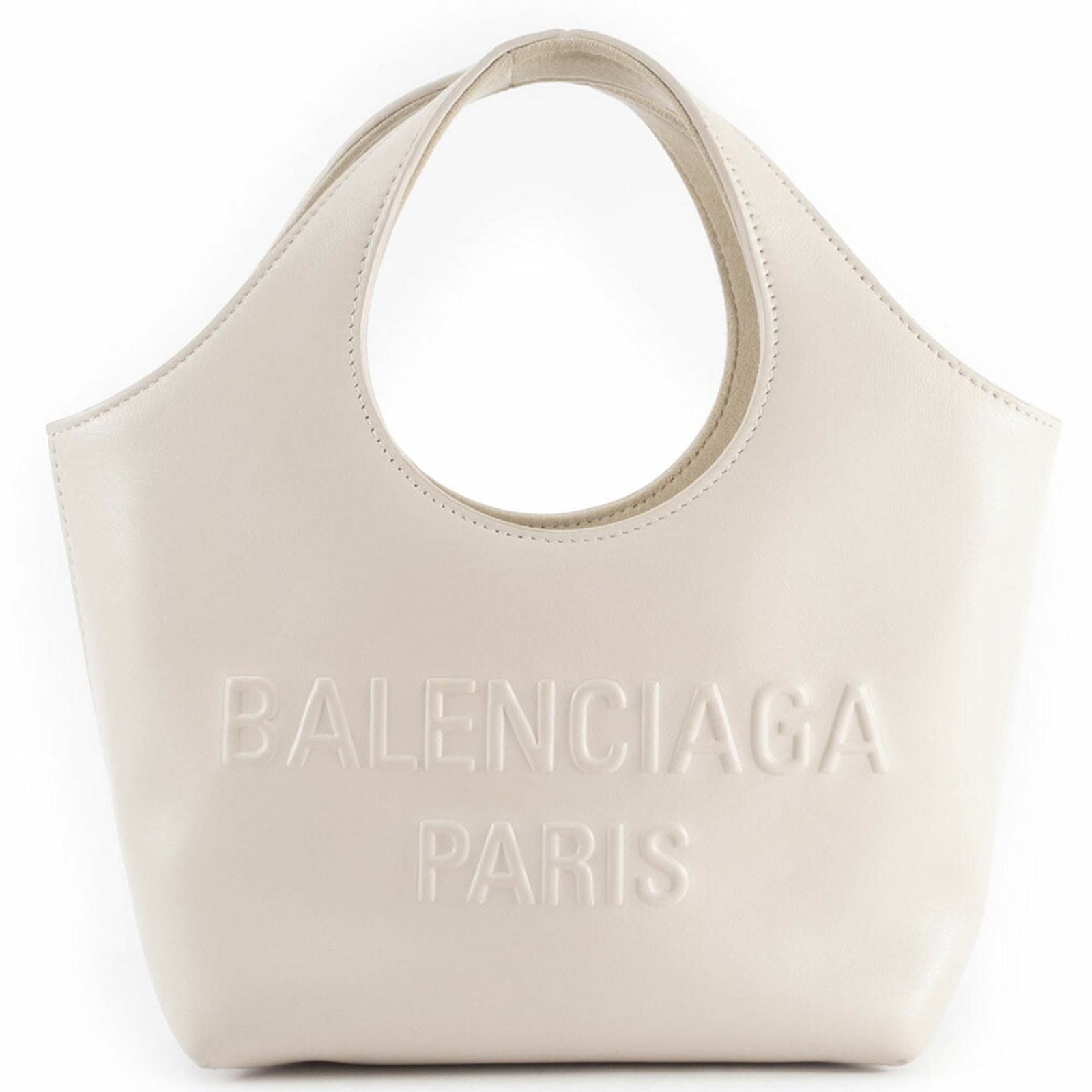 Balenciaga Tote Bag Leather: Balenciaga Tote Bag Leather This Balenciaga tote bag features high-quality leather in a classic cream color. The open closure and spacious interior make it a practical choice for everyday use. With