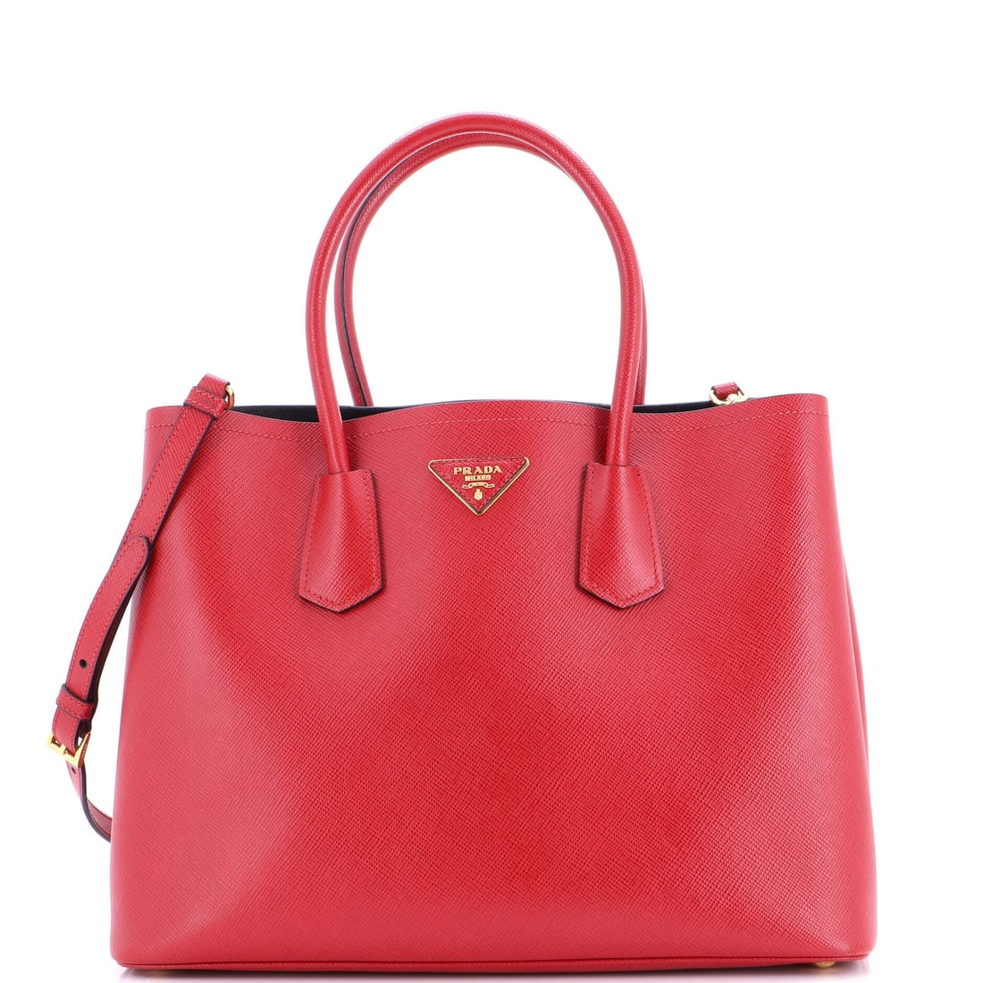 Saffiano Leather Cuir Double Tote Medium Prada: Saffiano Leather Cuir Double Tote Medium Prada Saffiano Leather Cuir Double Tote Medium Prada - A stylish and functional medium-sized tote with a classic design. This red Saffiano leather bag features