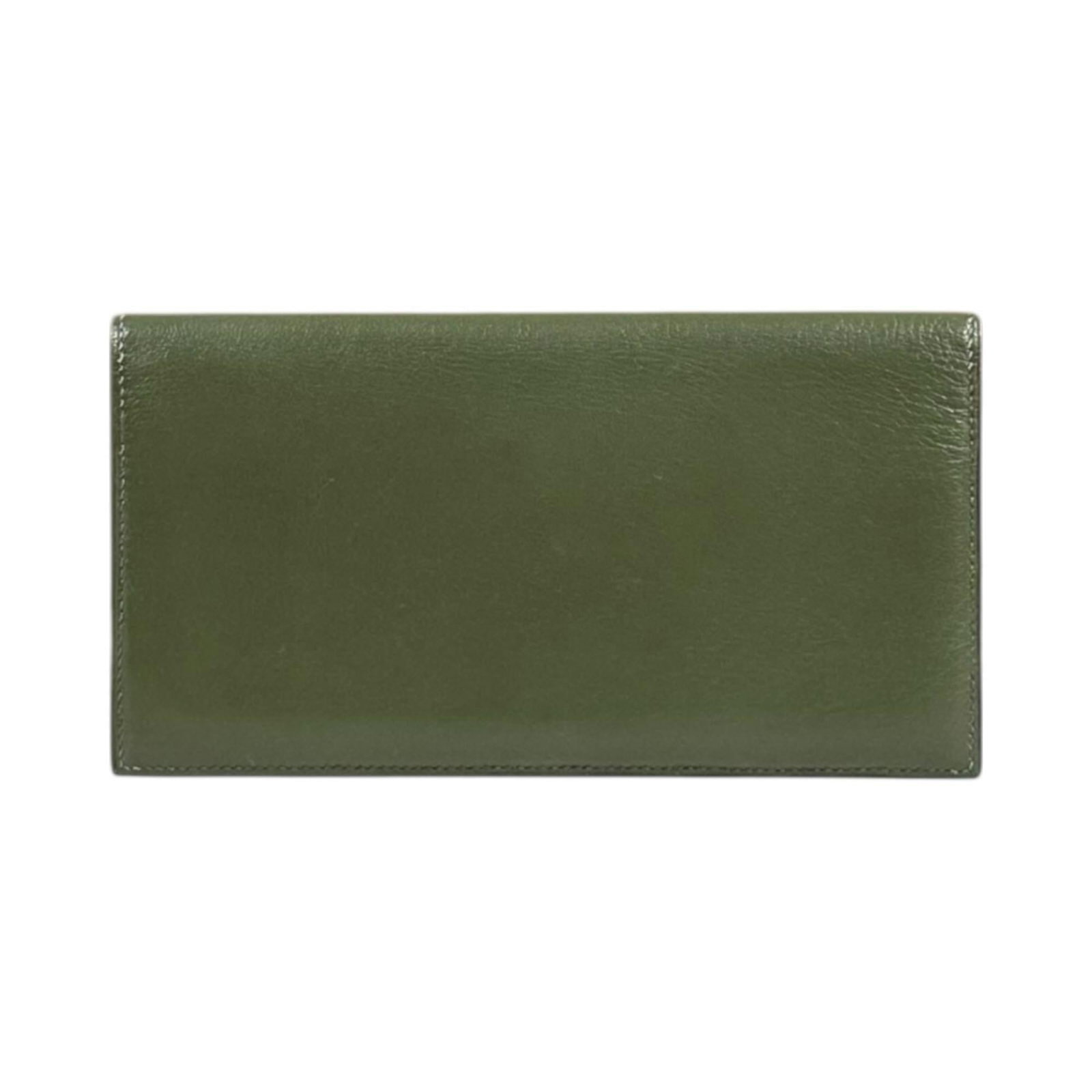 Hermes Long Bill Wallet (Bi-Fold) Leather: Hermes Long Bill Wallet (Bi-Fold) Leather The Hermes Long Bill Wallet (Bi-Fold) Leather features a classic design with a green leather exterior, measuring 9cm x 17cm x 1cm. This used bi-fold wallet sh