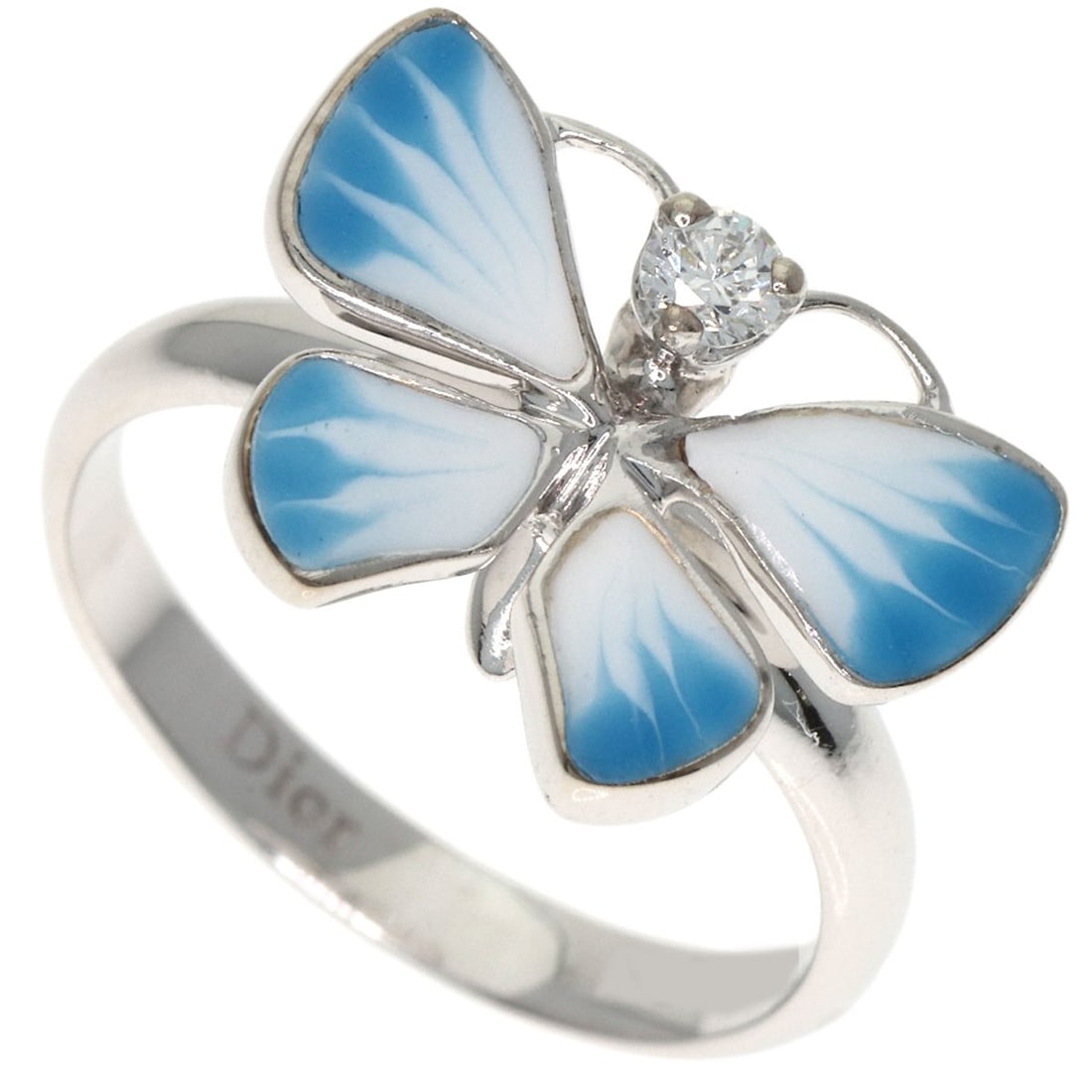 Diamond pinky ring with butterfly motif Dior K18 white gold: Diamond pinky ring with butterfly motif Dior K18 white gold Dior's K18 white gold ring boasts a striking diamond pinky ring with butterfly motif. The K18 metal purity ensures exceptional durability an