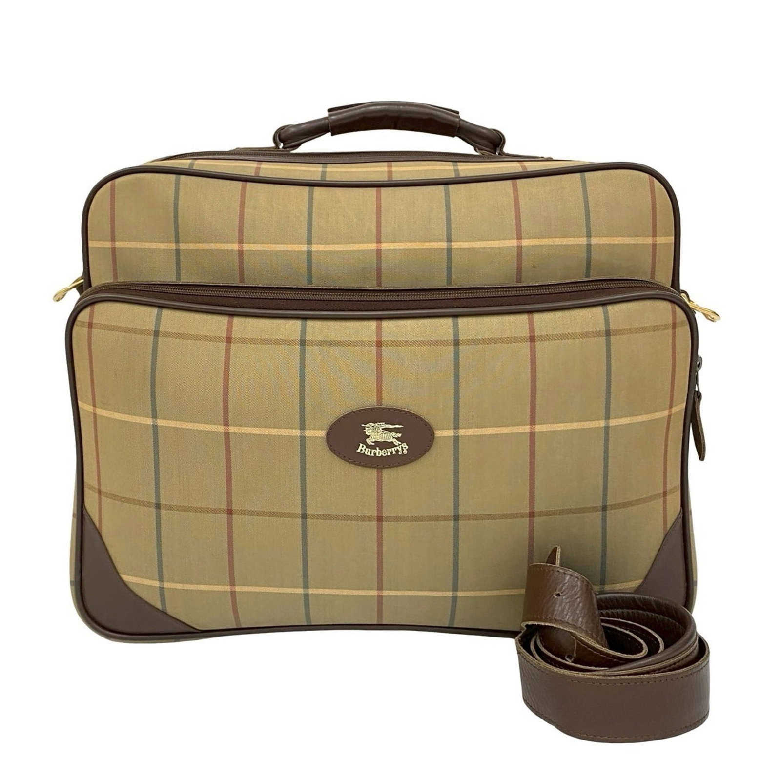 Burberry Boston Bag Handbag Shoulder Bag Canvas Leather (1 of 10)