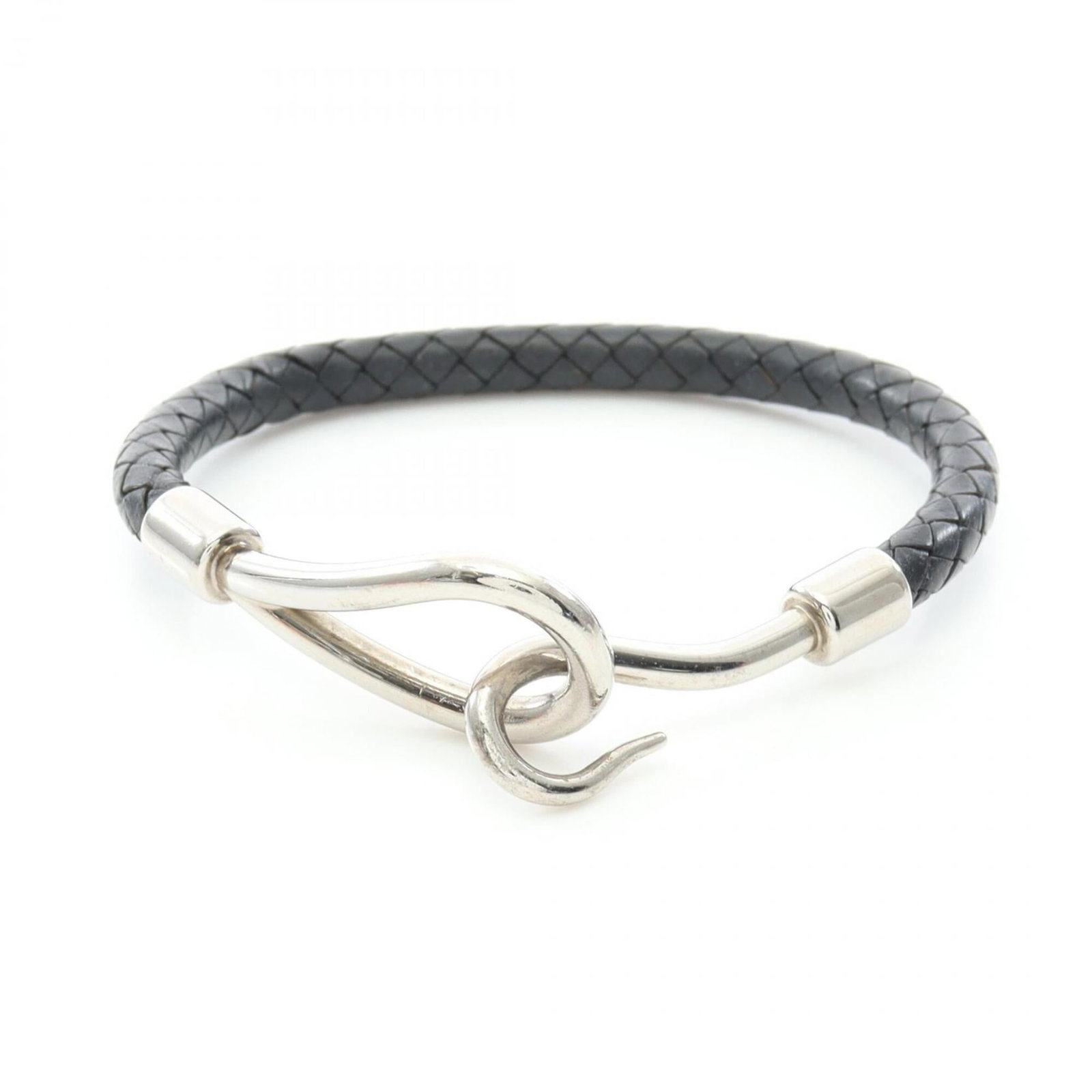 Hermes Charm Bracelet Leather Stainless Steel: Hermes Charm Bracelet Leather Stainless Steel The Hermes Charm Bracelet Leather Stainless Steel boasts a sleek black leather strap paired with silver accents, creating a sophisticated look. This versa