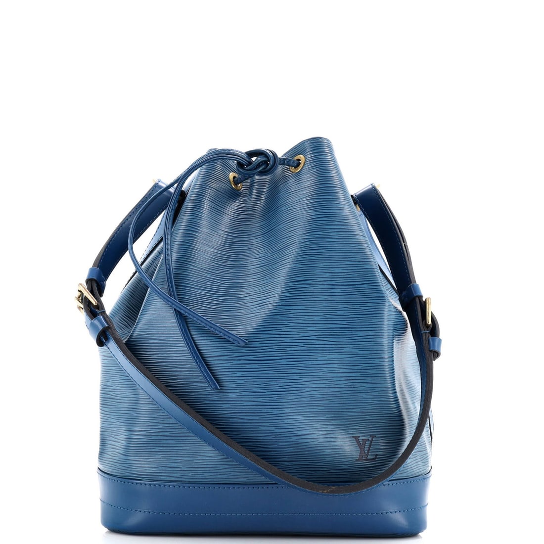Vuitton Louis Noe Handbag Large Epi Leather: Vuitton Louis Noe Handbag Large Epi Leather The Louis Vuitton Noe Handbag Large Epi Leather boasts a striking blue exterior with gold hardware, featuring a classic bucket style and durable Epi leather