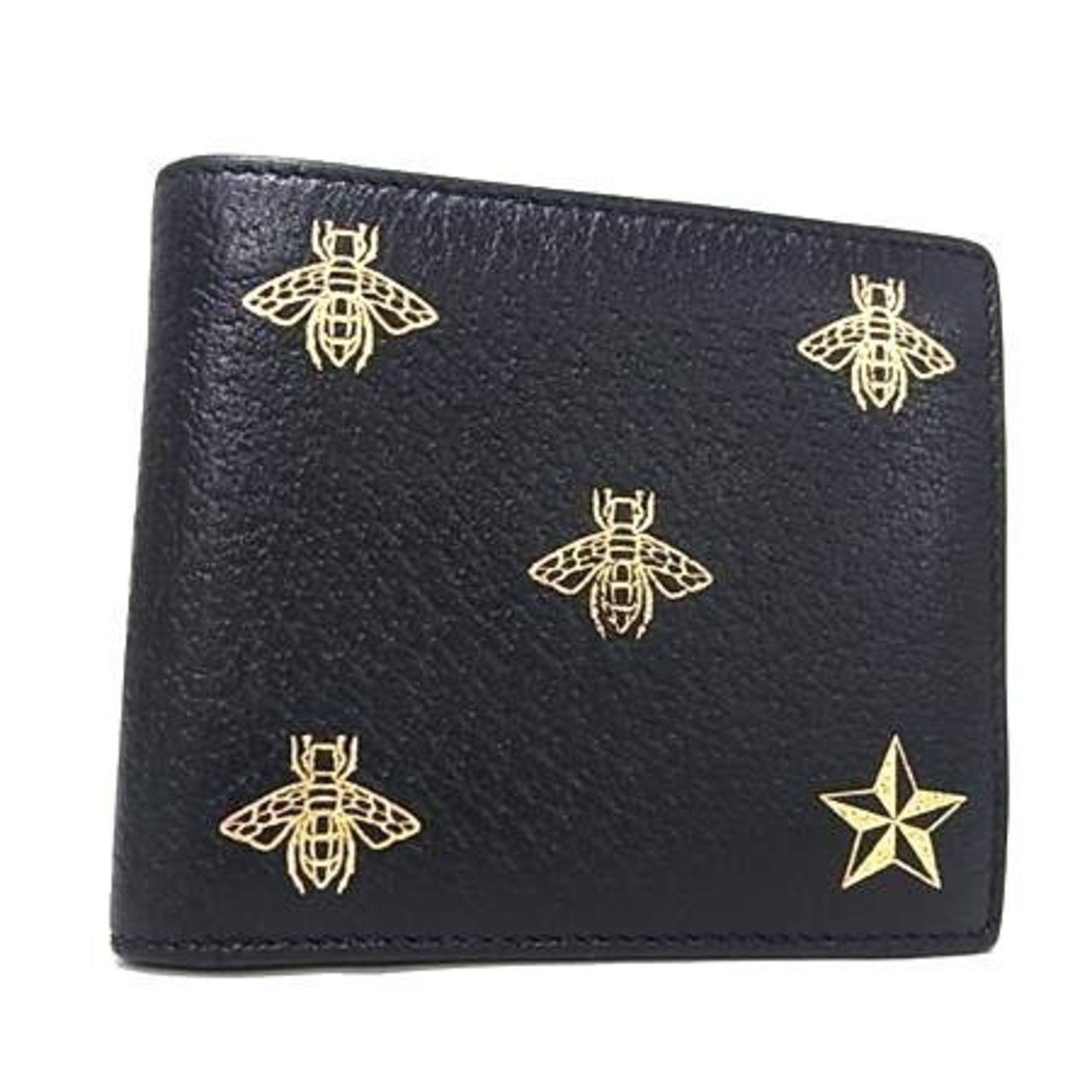 Gucci Wallet (Bi-Fold) Leather: Gucci Wallet (Bi-Fold) Leather This Gucci bi-fold leather wallet features a sleek black design with subtle scratches and minor dirt marks, giving it a well-worn look. Made from high-quality leather, i