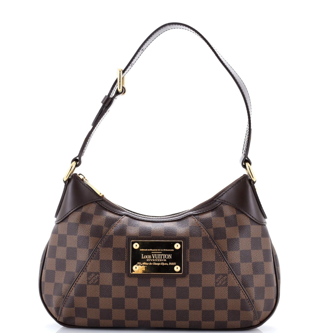 Louis Vuitton Damier Handbag: Louis Vuitton Damier Handbag Brown Louis Vuitton Damier PM Canvas Coated Shoulder Bag with gold hardware and red interior. Measuring 8" x 12" x 3", this classic handbag features scuffs, edge wear,
