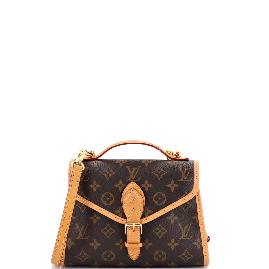 Canvas handbag monogram ivy Louis Vuitton: Canvas handbag monogram ivy Louis Vuitton Canvas handbag monogram ivy Louis Vuitton features a classic brown exterior with scuffs and edge wear. The interior boasts a sleek black fabric lining, while 
