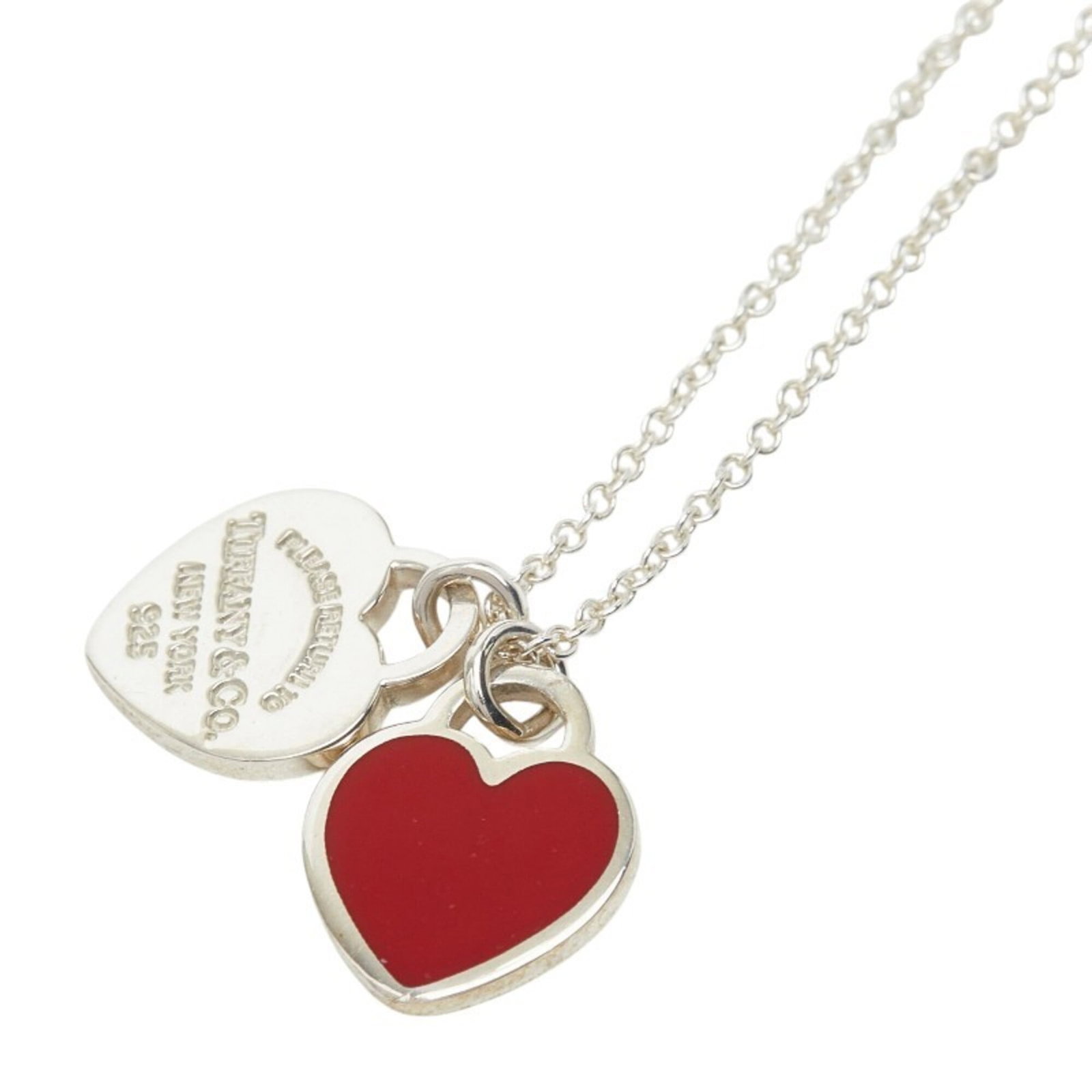 Tiffany & Co. Return To Double Heart Tag Pendant Chain Necklace Sv925 Silver Women'S.: Tiffany & Co. Return To Double Heart Tag Pendant Chain Necklace Sv925 Silver Women'S. Tiffany & Co. Return To Double Heart Tag Pendant Chain Necklace Sv925 Silver Women'S - A stunning silver necklace