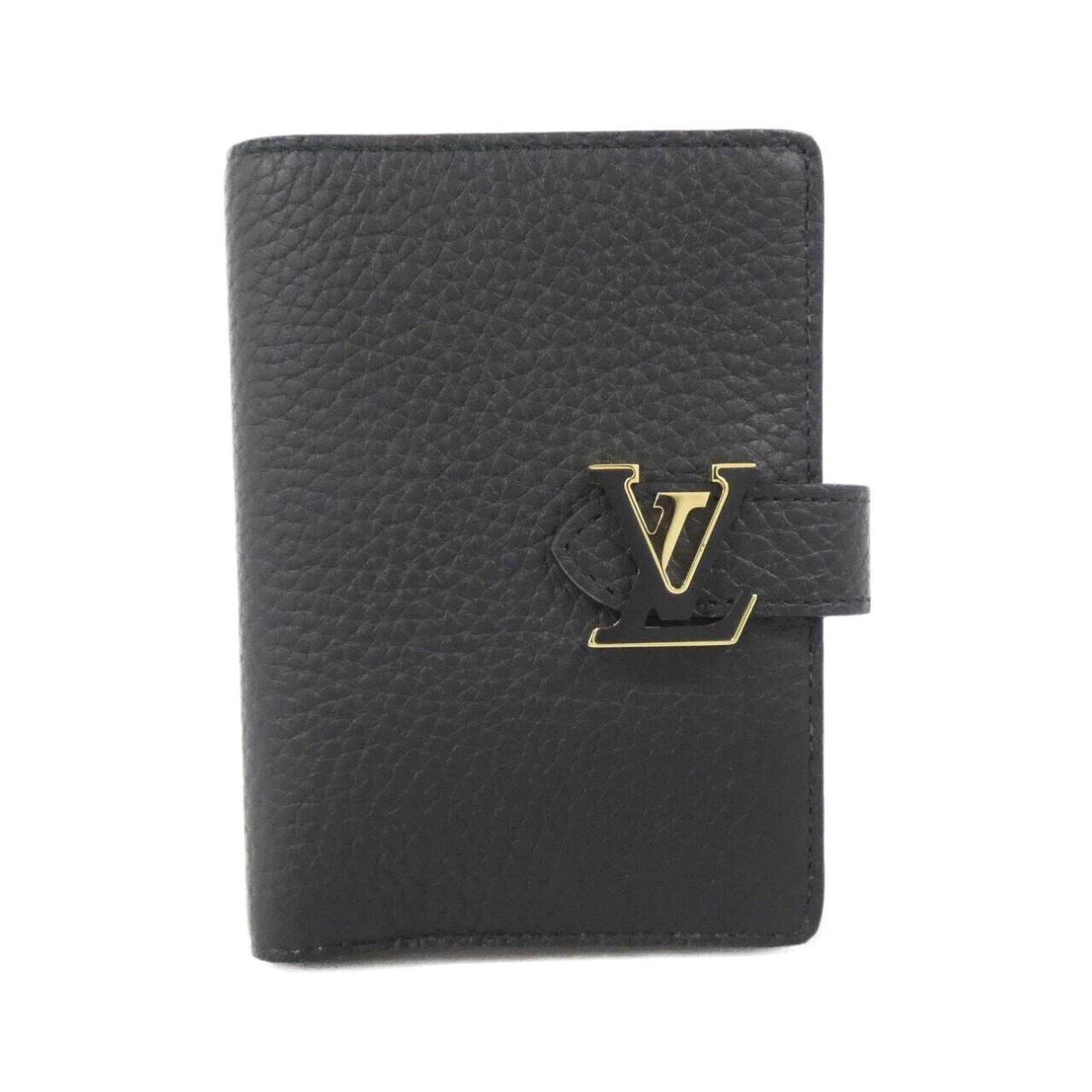 Louis Vuitton Wallet (Bi-Fold) Leather: Louis Vuitton Wallet (Bi-Fold) Leather This Louis Vuitton bi-fold wallet is crafted from high-quality calf leather and features a sleek black design. With its classic bi-fold structure and durable