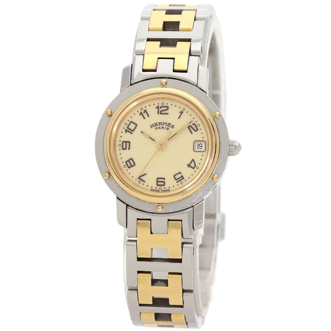 Stainless Steel Watch: Stainless Steel Watch Stainless Steel Watch with Gold Exterior and Analog Display. This quartz-powered timepiece features an analog display and a stainless steel construction with a gold exterior fini