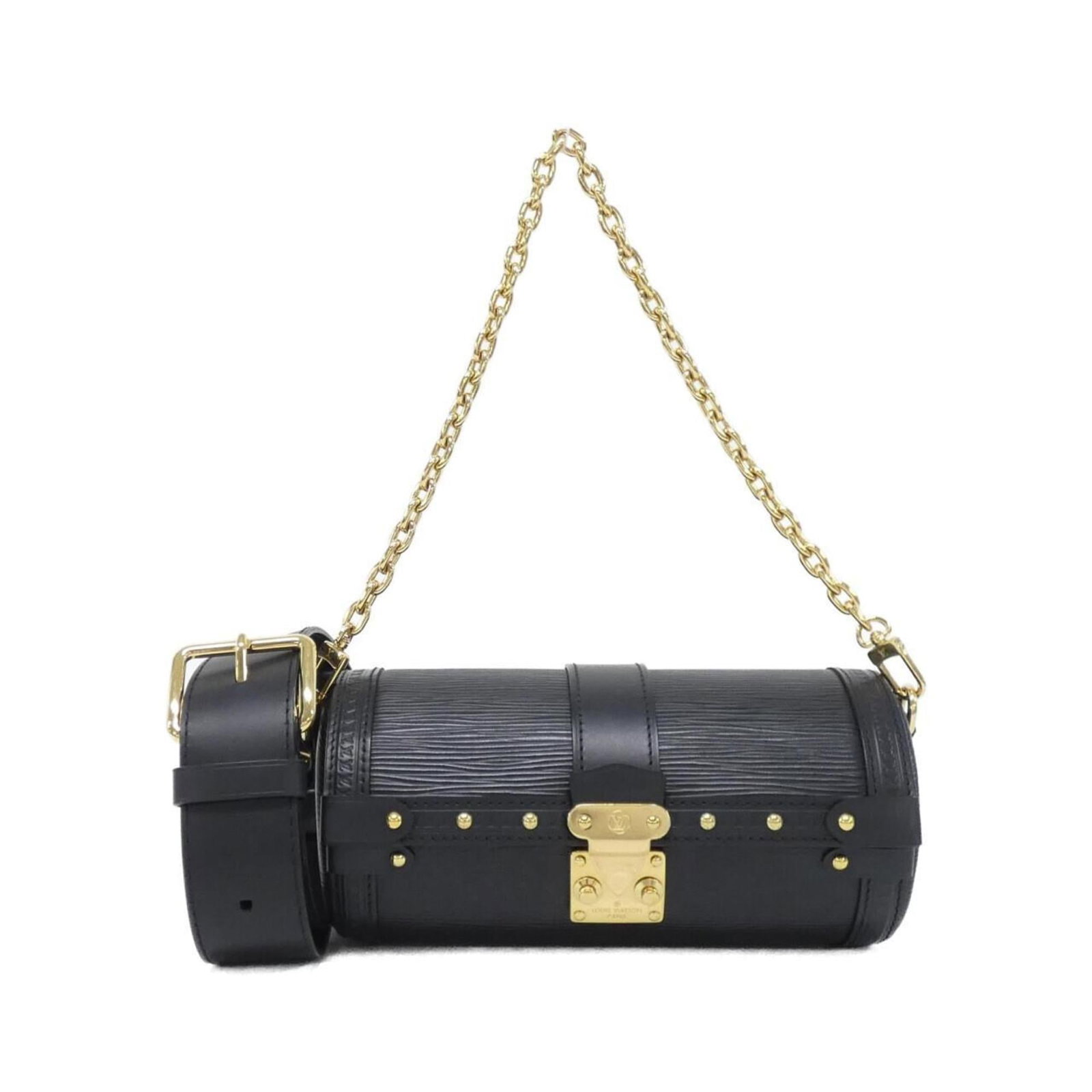 Louis Vuitton Shoulder Bag Leather: Louis Vuitton Shoulder Bag Leather This Louis Vuitton shoulder bag features high-quality calf leather in black with gold hardware. With its classic design and timeless elegance, this bag exudes sophis