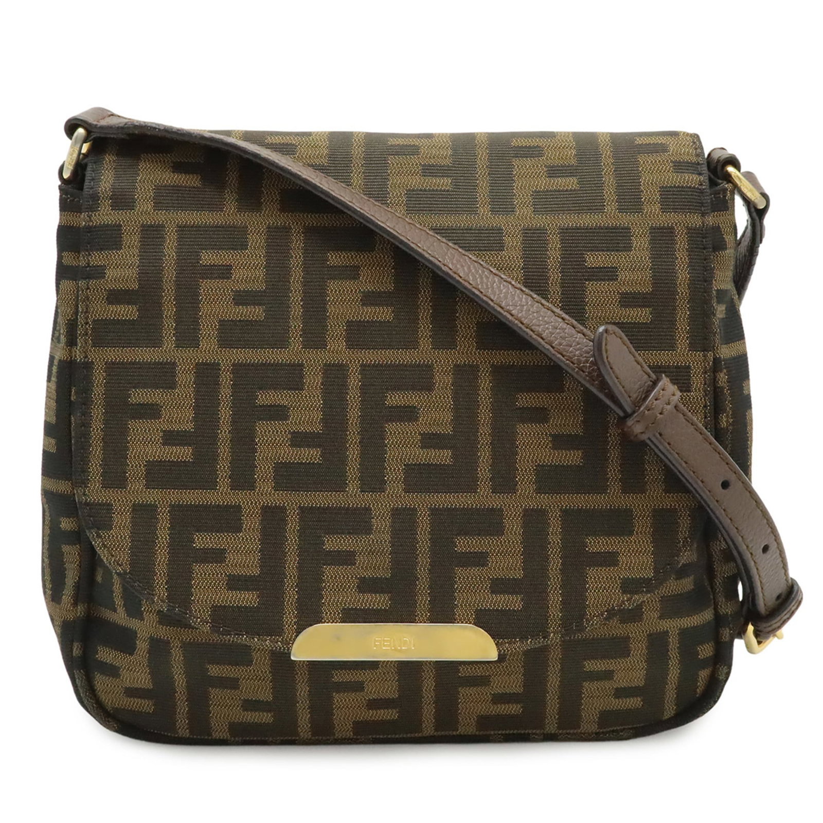 Fendi Pochette Shoulder Bag Nylon Canvas Leather (1 of 10)