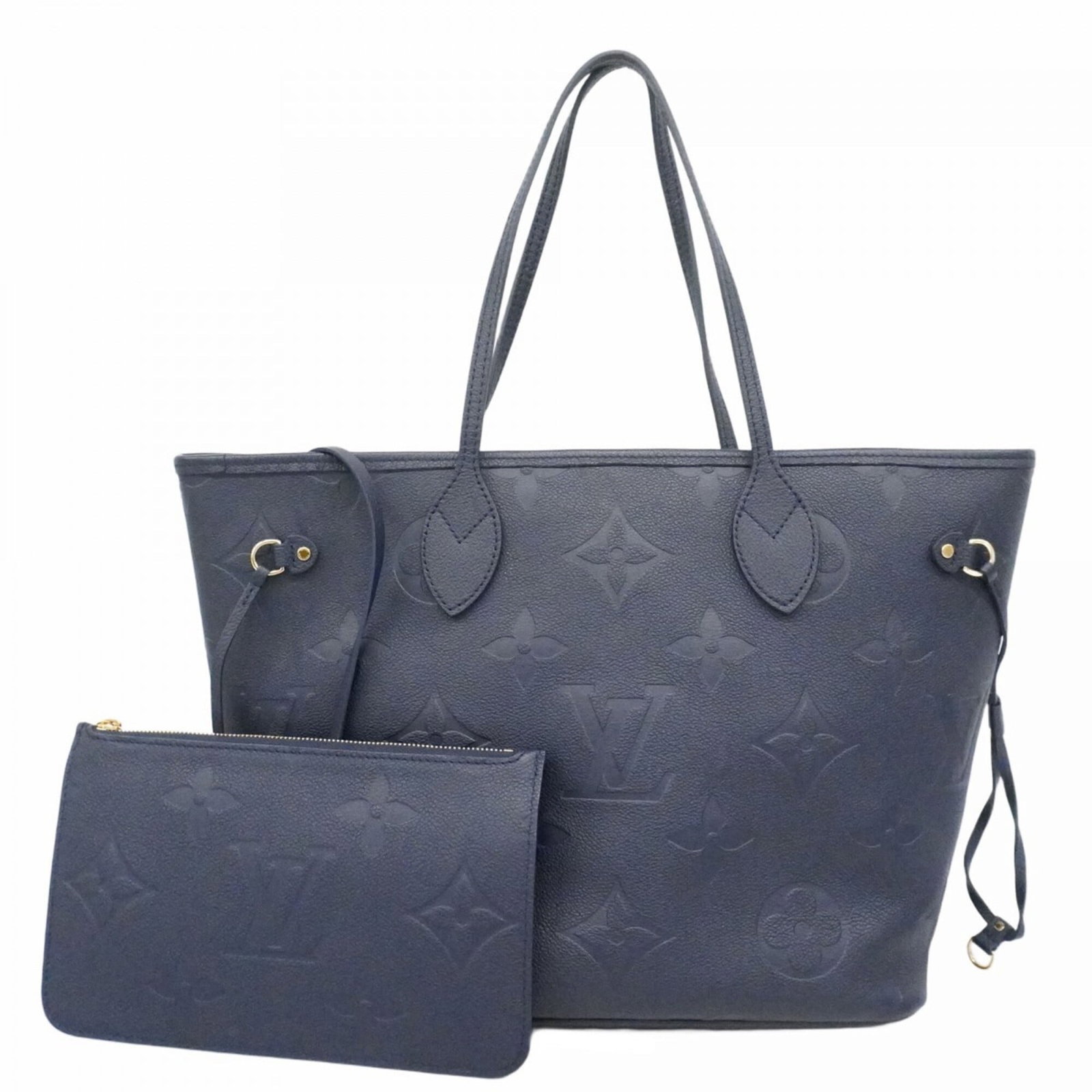 Louis Vuitton Tote Bag: Louis Vuitton Tote Bag Navy blue Louis Vuitton tote bag with classic design and timeless style. Measuring 11.41'' x 12.59'' x 6.29'', this used tote bag features traces of usage and minor