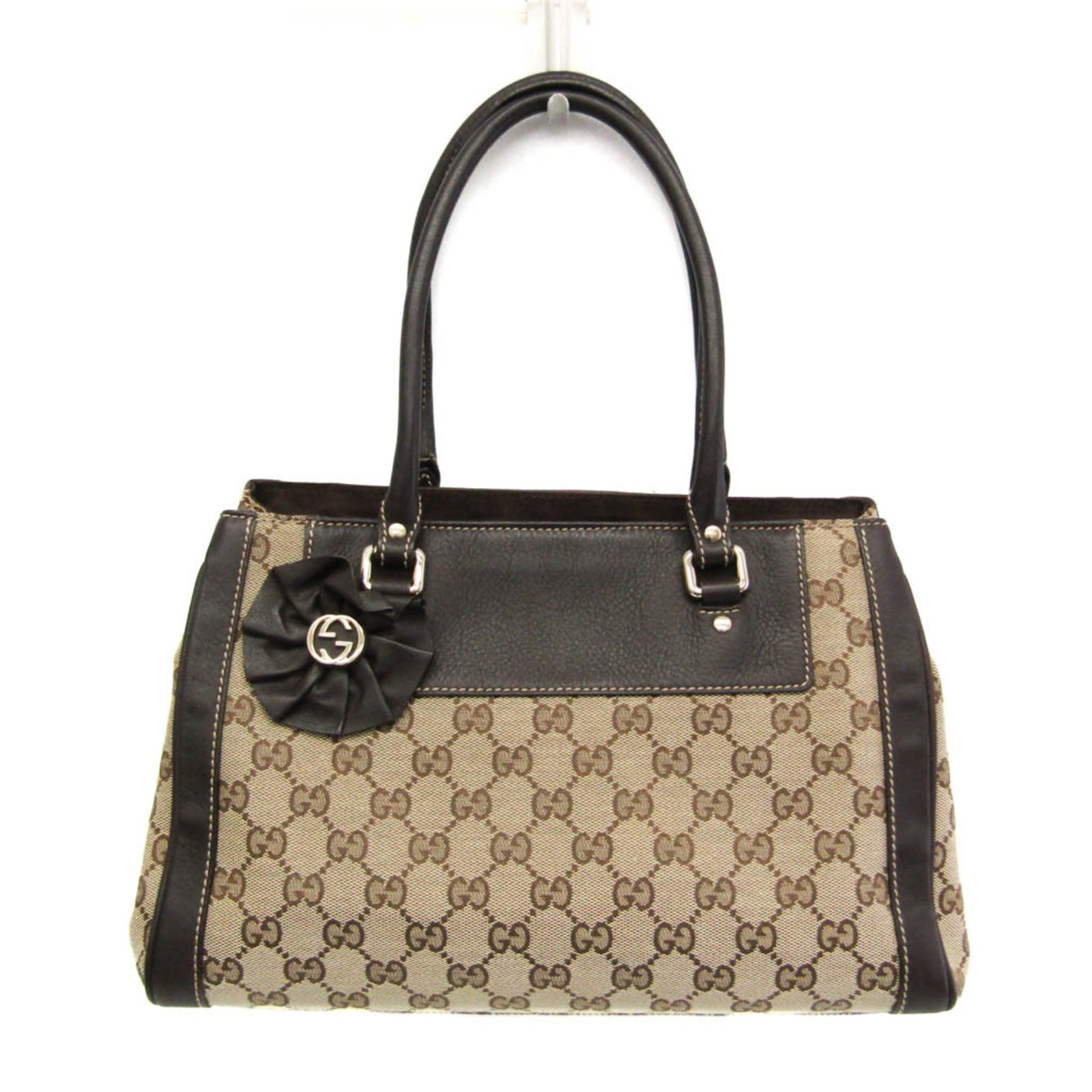 Gucci Handbag Gg Canvas Leather: Gucci Handbag Gg Canvas Leather Gucci Handbag Gg Canvas Leather - A Timeless Beige Classic. This pre-owned Gucci handbag boasts a striking beige and brown canvas leather exterior with a sturdy button 