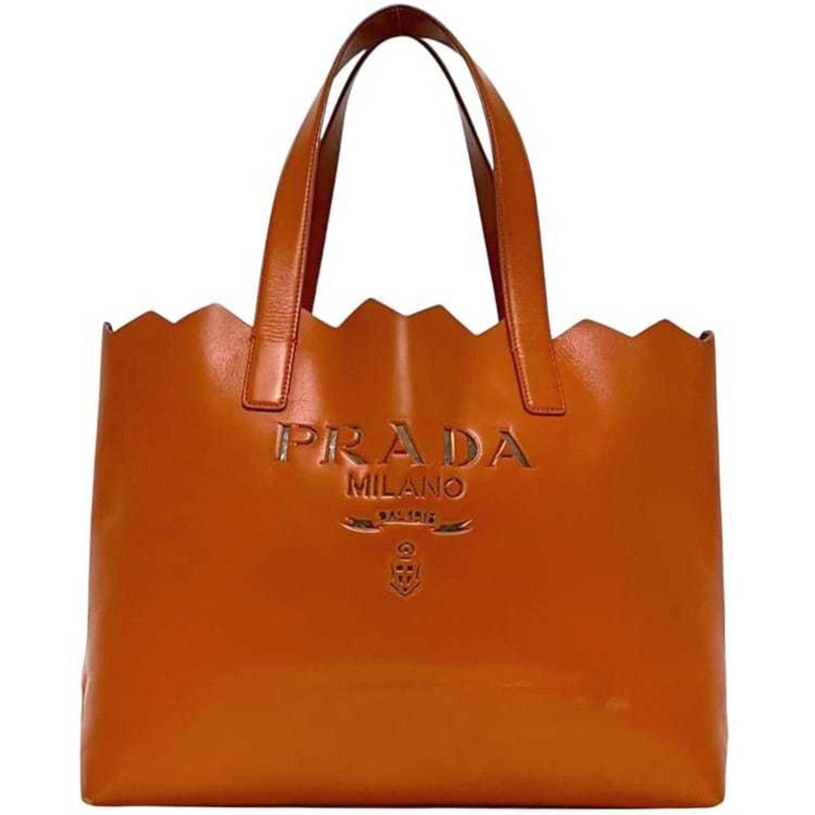Prada Handbag Tote Bag Leather: Prada Handbag Tote Bag Leather This Prada handbag tote bag features high-quality leather in vibrant orange, with a classic design and timeless style. Measuring 24cm x 39cm x 11cm, it has been