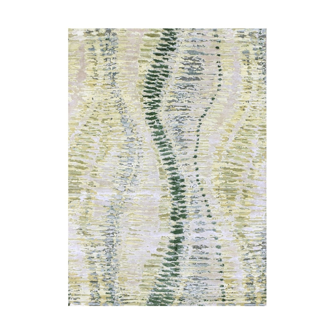 Crocodile 100% Silk Hand Knotted Eden Green Safari Design 7'3"x5'1" Rug (1 of 7)