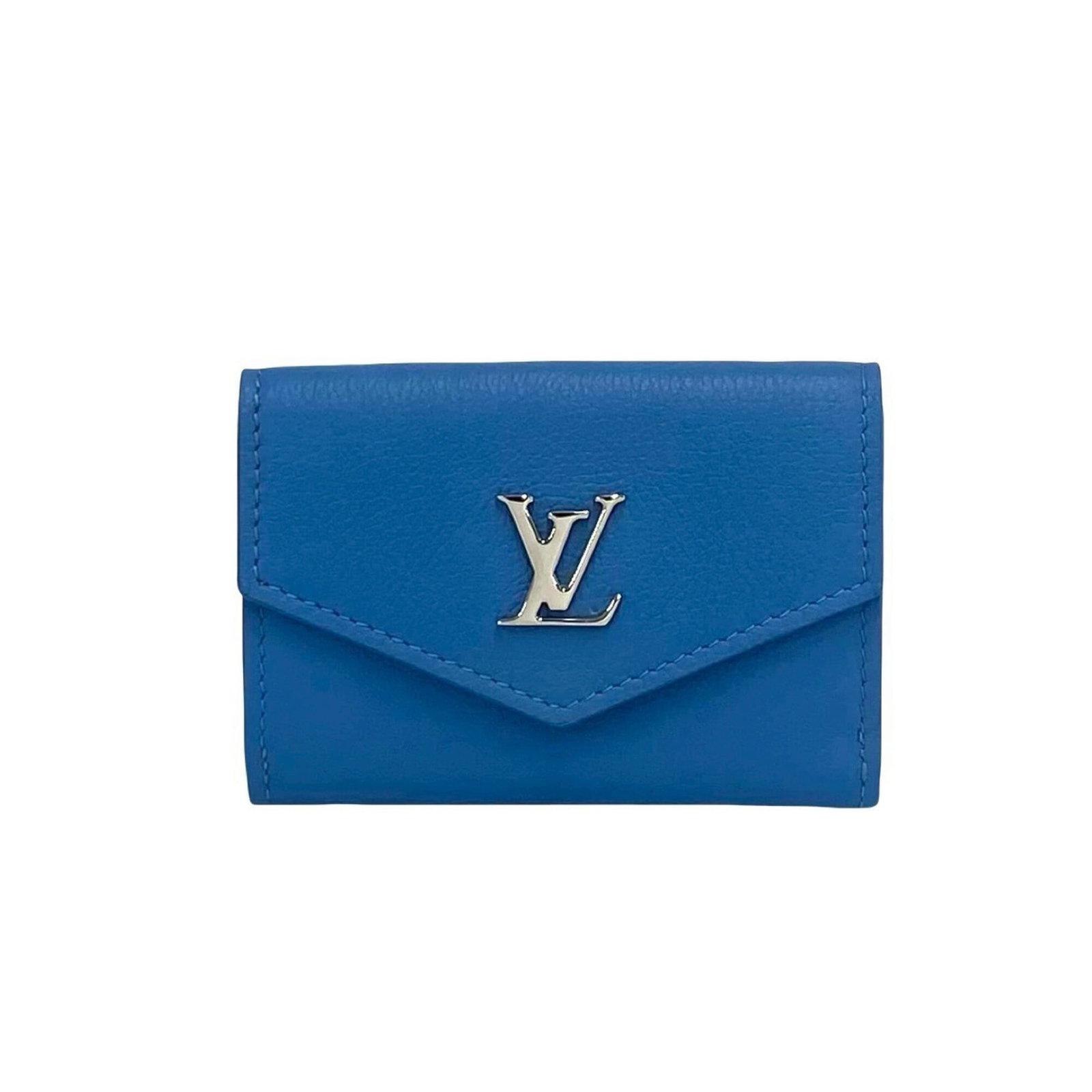Louis Vuitton Wallet (Tri-Fold) Leather: Louis Vuitton Wallet (Tri-Fold) Leather Tri-fold leather wallet from Louis Vuitton in blue, featuring a classic design with a durable and long-lasting material. This used item has hardly any traces