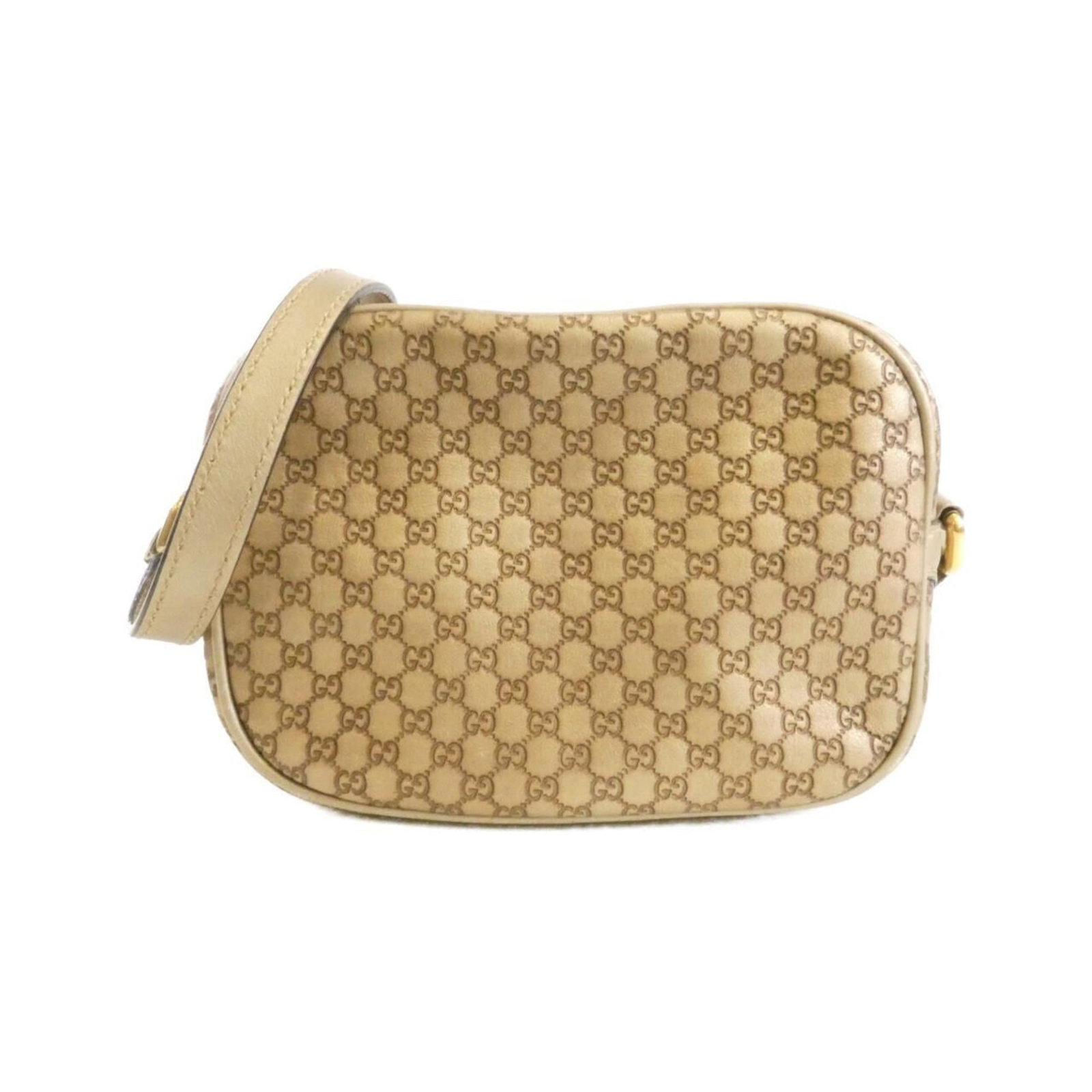 Gucci Shoulder Bag Micro Gg Leather: Gucci Shoulder Bag Micro Gg Leather Gucci's iconic Micro Gg Leather shoulder bag boasts a sleek gold hue and durable construction. With its compact size and versatile design, this stylish accessory