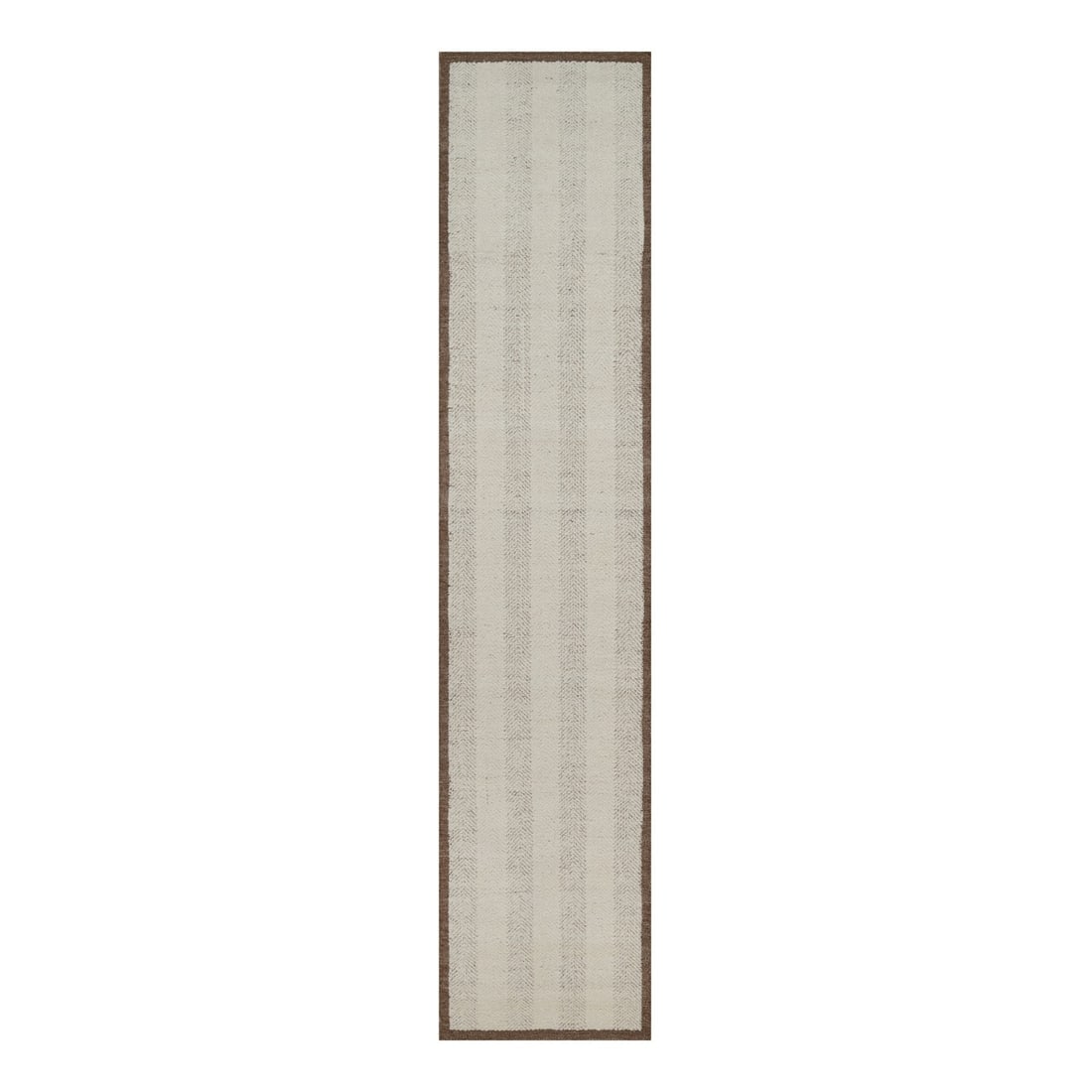 Vertical Stripes Design Wool Runner Rug 26x12 Ivory Hand Knotted Modern: Vertical Stripes Design Wool Runner Rug 26x12 Ivory Hand Knotted Modern The Vertical Stripes Design Wool Runner Rug boasts a striking modern aesthetic with its hand-knotted wool construction and bold 