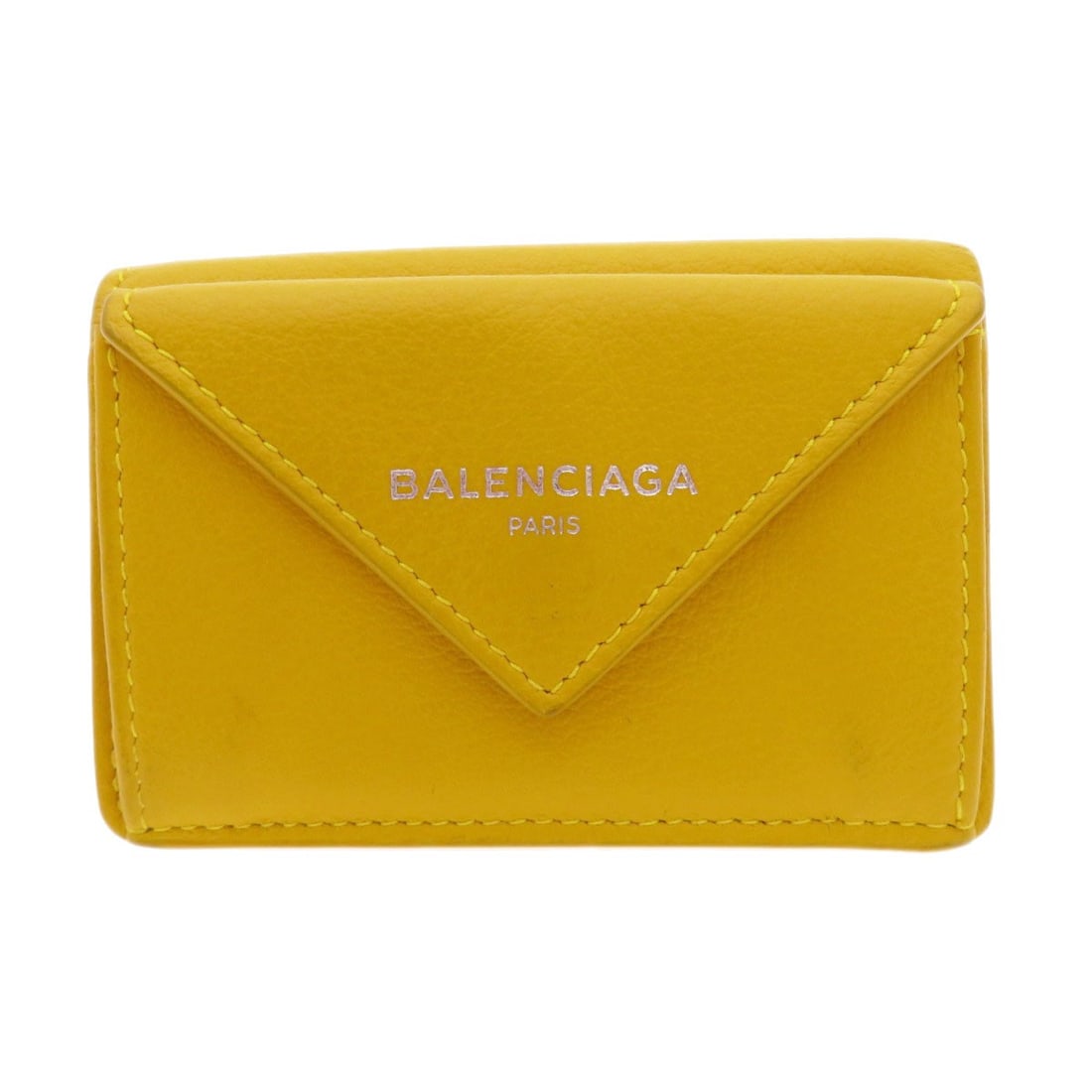 Paper Calf Bifold Coin Wallet With Compacts: Paper Calf Bifold Coin Wallet With Compacts Yellow calf bifold wallet with coin pocket features a classic design. The exterior yellow color complements the material, creating a cohesive look. A compac