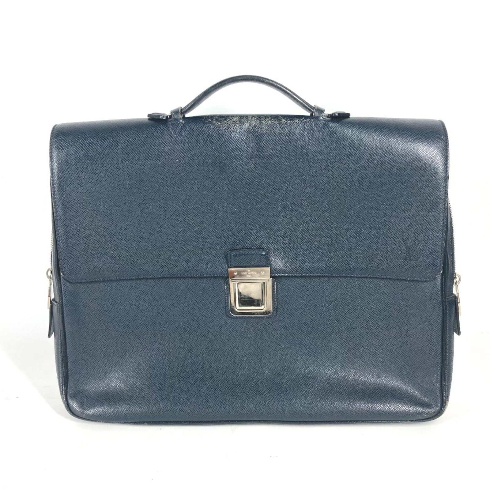 Louis Vuitton Briefcase Taiga Leather Leather: Louis Vuitton Briefcase Taiga Leather Leather Taiga Leather Briefcase in Boreal and Dark Navy. This Louis Vuitton briefcase features high-quality Taiga leather with a classic design, measuring 29.5cm 
