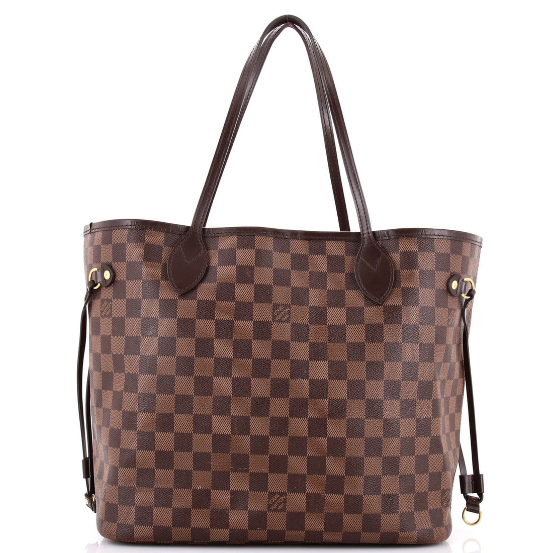 Damier MM Tote Neverfull Louis Vuitton: Damier MM Tote Neverfull Louis Vuitton The Damier MM Tote Neverfull Louis Vuitton is a classic brown canvas-coated tote with a timeless design. Measuring 11" tall and 12.5" wide, this stylish bag feat