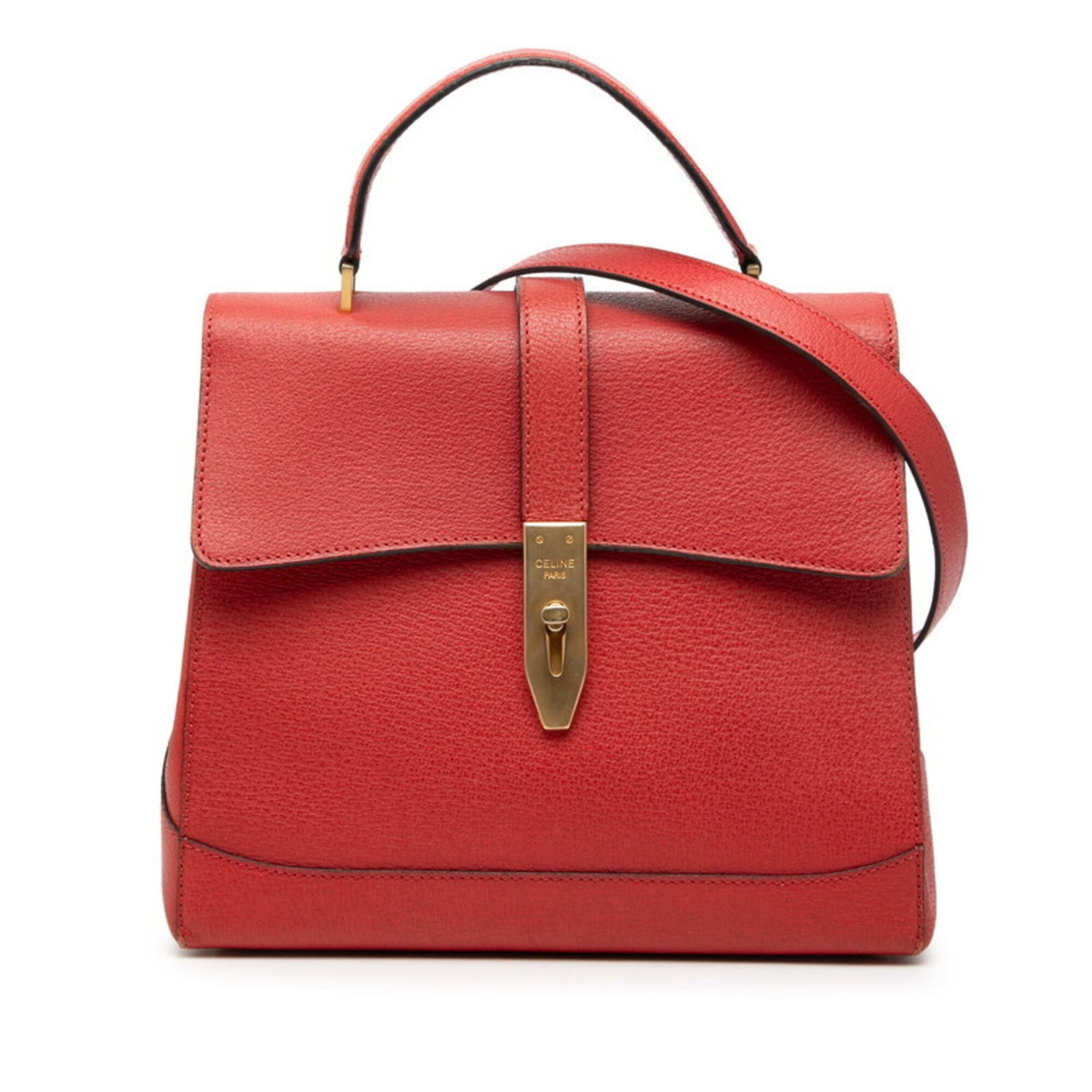 Celine Handbag Shoulder Bag Leather: Celine Handbag Shoulder Bag Leather The Celine Handbag Shoulder Bag Leather features a striking red leather exterior with a turn lock closure. Measuring 21cm x 25cm x 10cm, this shoulder bag has a stu