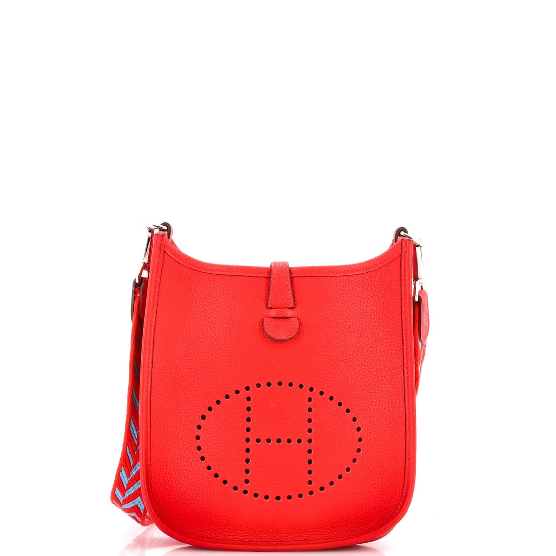 Maurice Evelyne Gen III Hermes TPM Bag: Maurice Evelyne Gen III Hermes TPM Bag The Maurice Evelyne Gen III Hermes TPM Bag features a striking red exterior with leather trim, showcasing a classic cross-body design. Measuring 7" in height